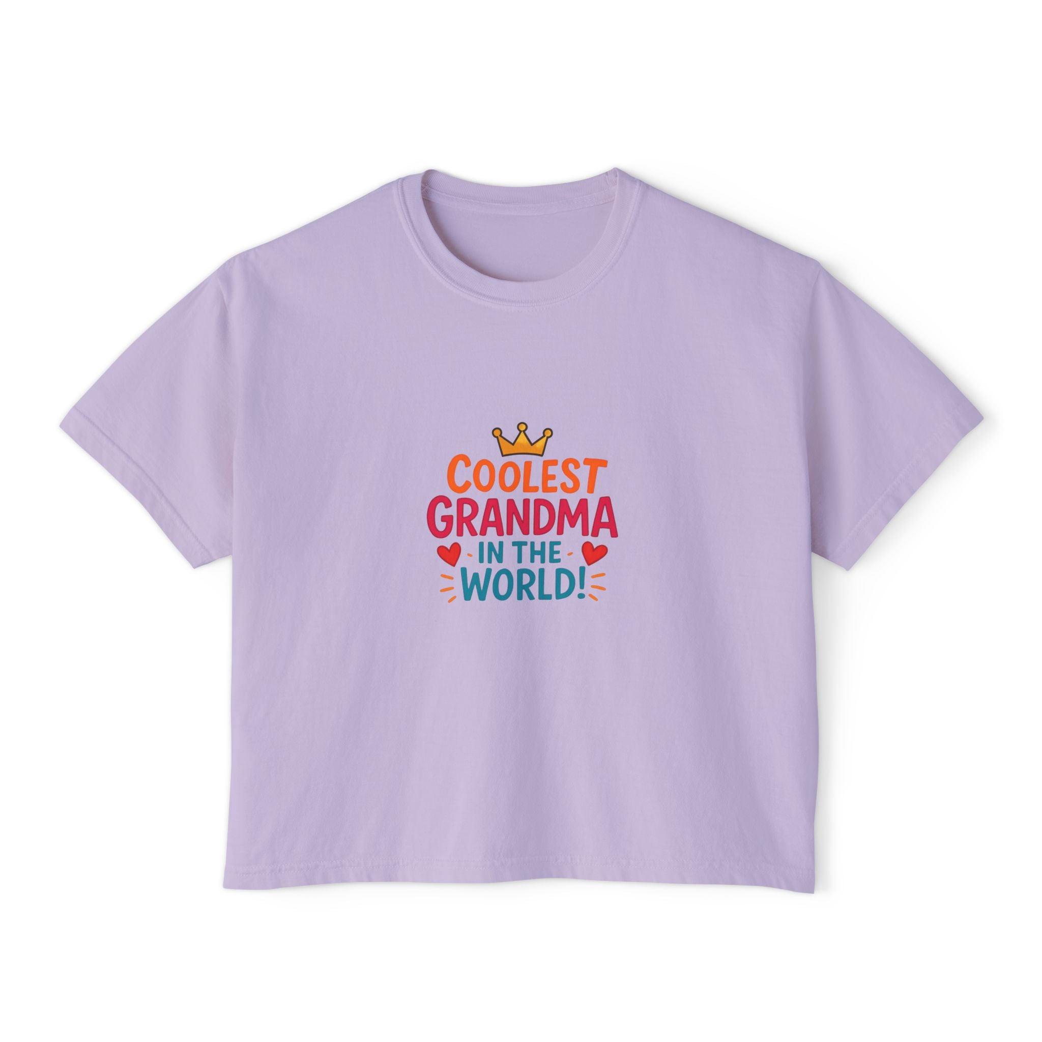 Coolest Grandma in the World Boxy Tee — Cute Women's Cropped Grandmother Shirt