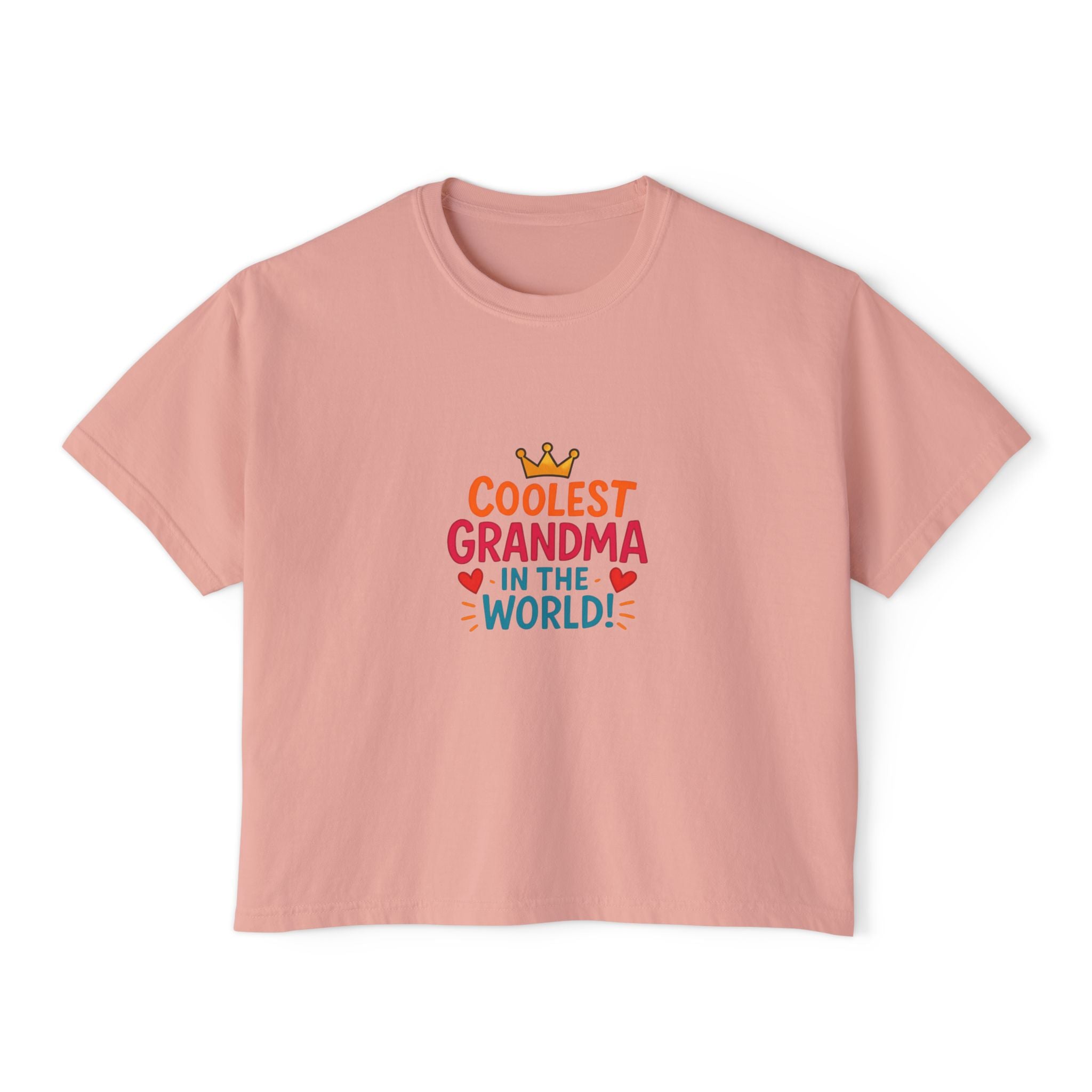 Coolest Grandma in the World Boxy Tee — Cute Women's Cropped Grandmother Shirt