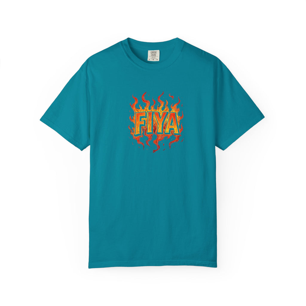 FIYA Flame Graphic T‑Shirt — Retro Fire Lettering Tee (Original Art)