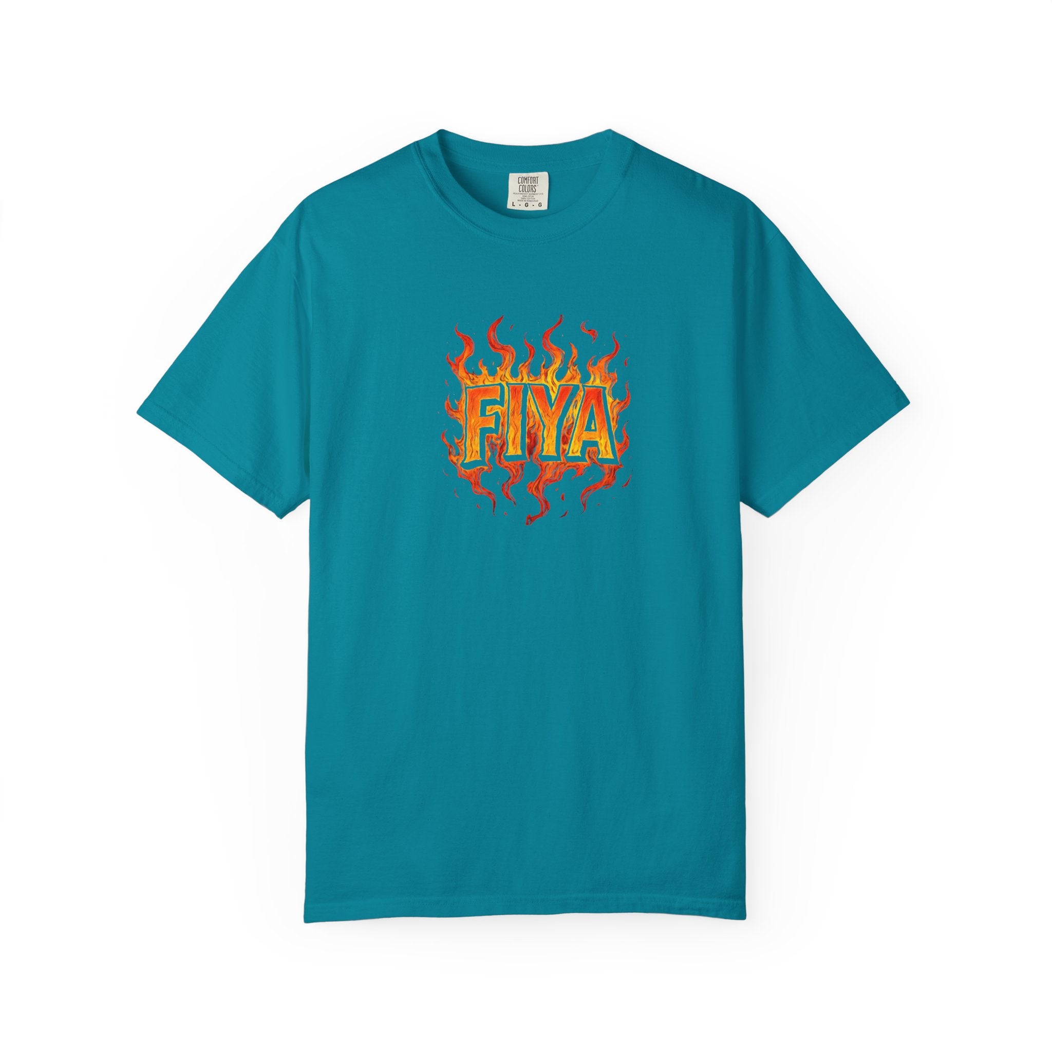 FIYA Flame Graphic T‑Shirt — Retro Fire Lettering Tee (Original Art)