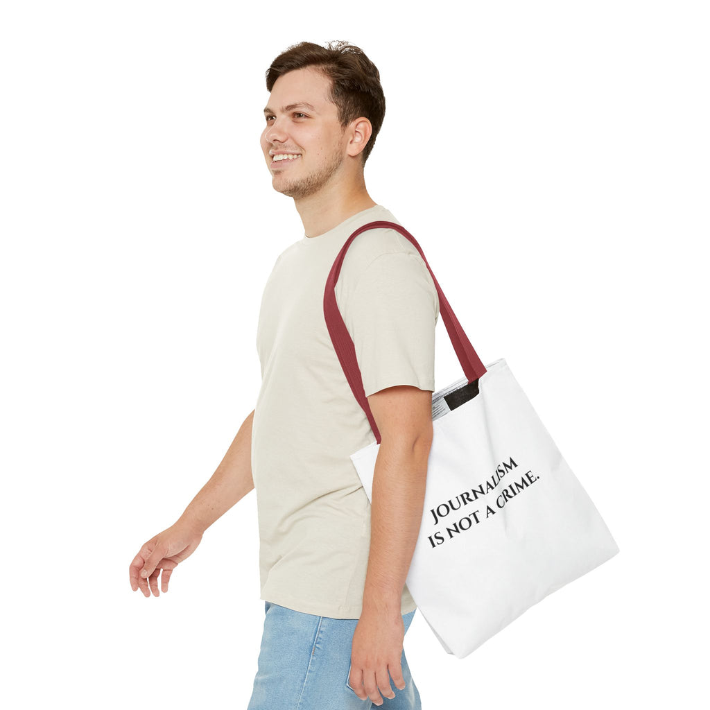 Journalism Is Not a Crime Tote Bag — Protest Statement Canvas Tote