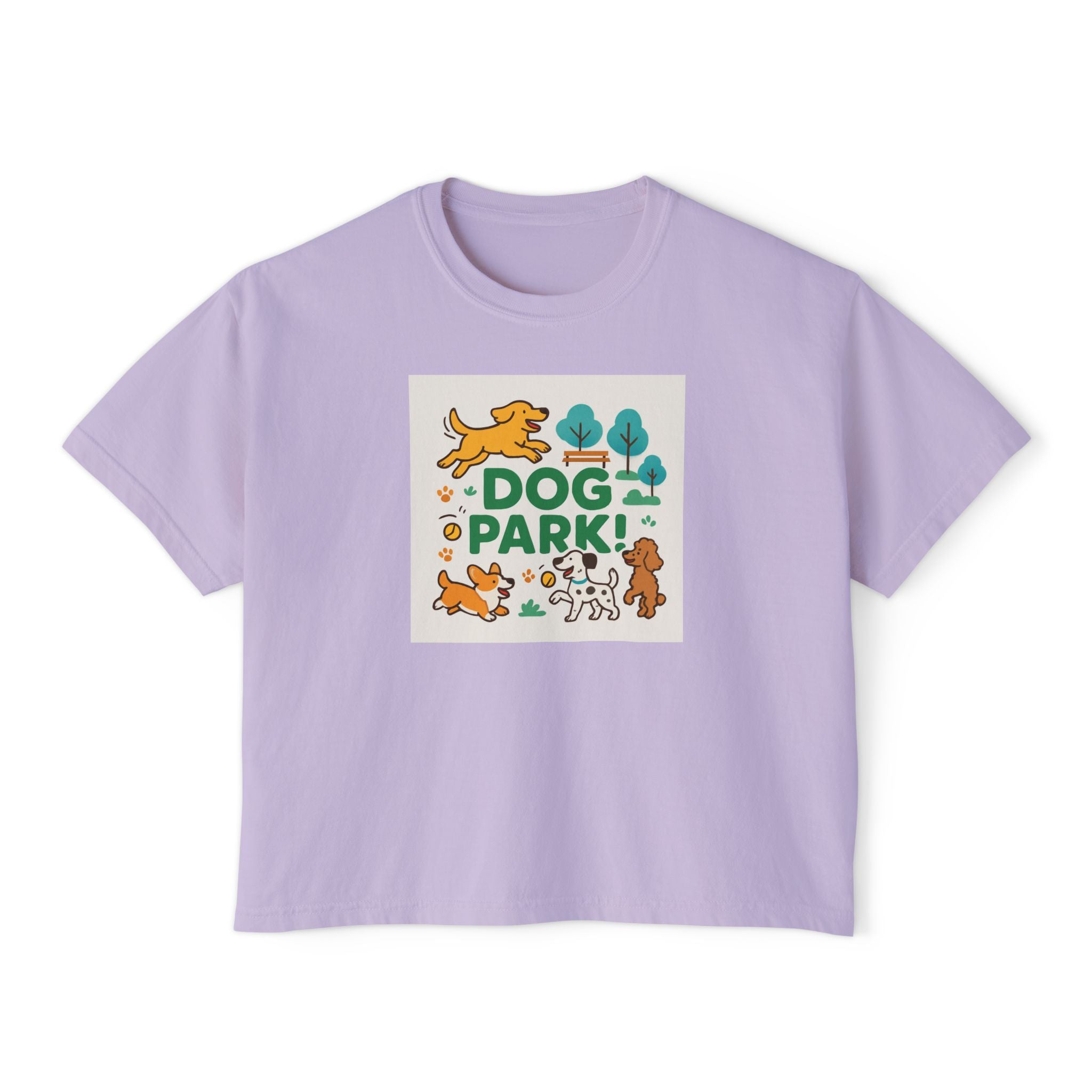 Dog Park Women's Boxy Tee, Cute Pet Lover Shirt, Casual Tee for Dog Owners, Gift for Dog Lovers, Fun T-Shirt for Pet Days