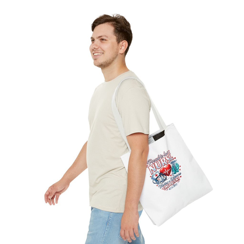 Nurse Tote Bag - "Proud to be a Nurse" Medical Heartbeat Design