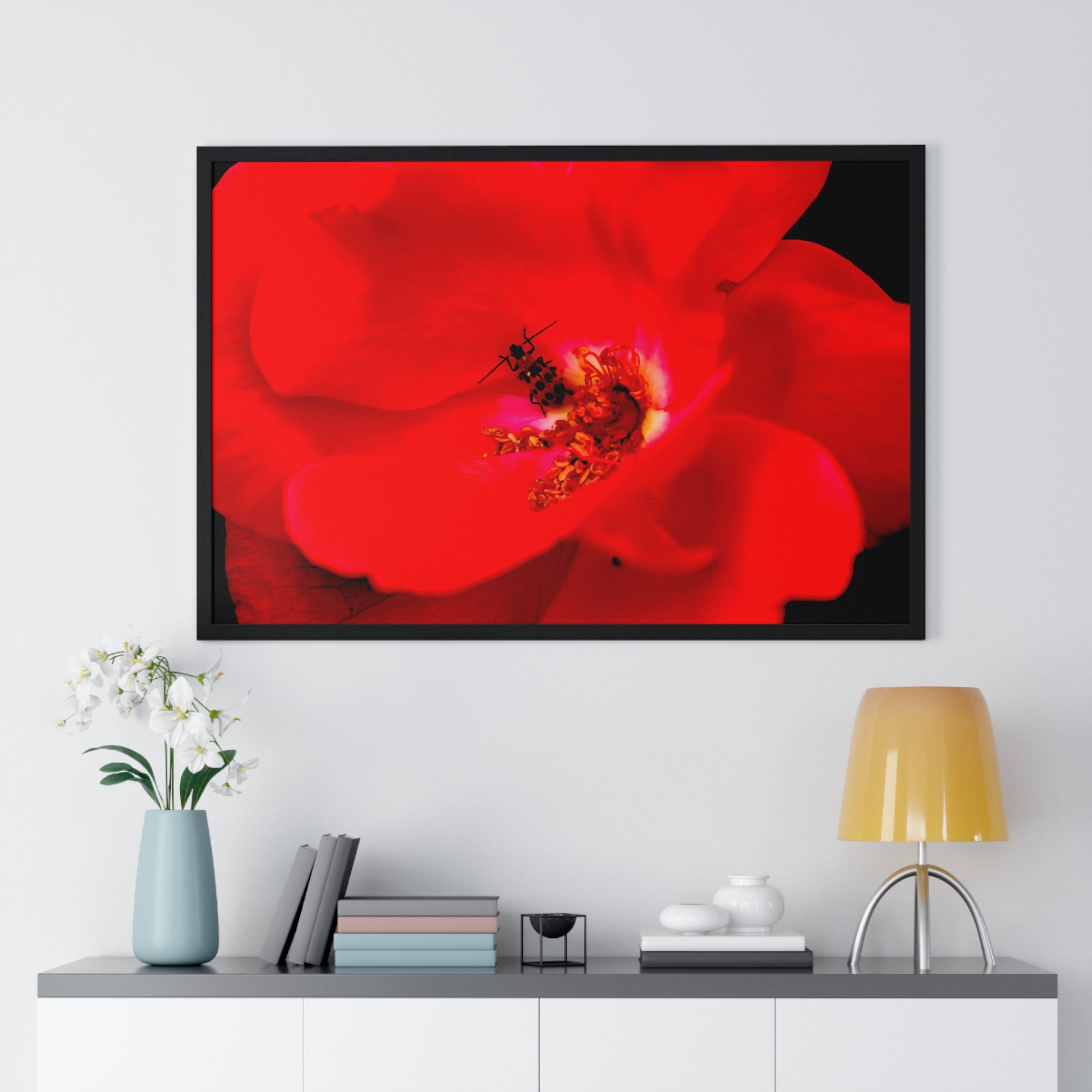 Framed Red Rose Wall Art Poster