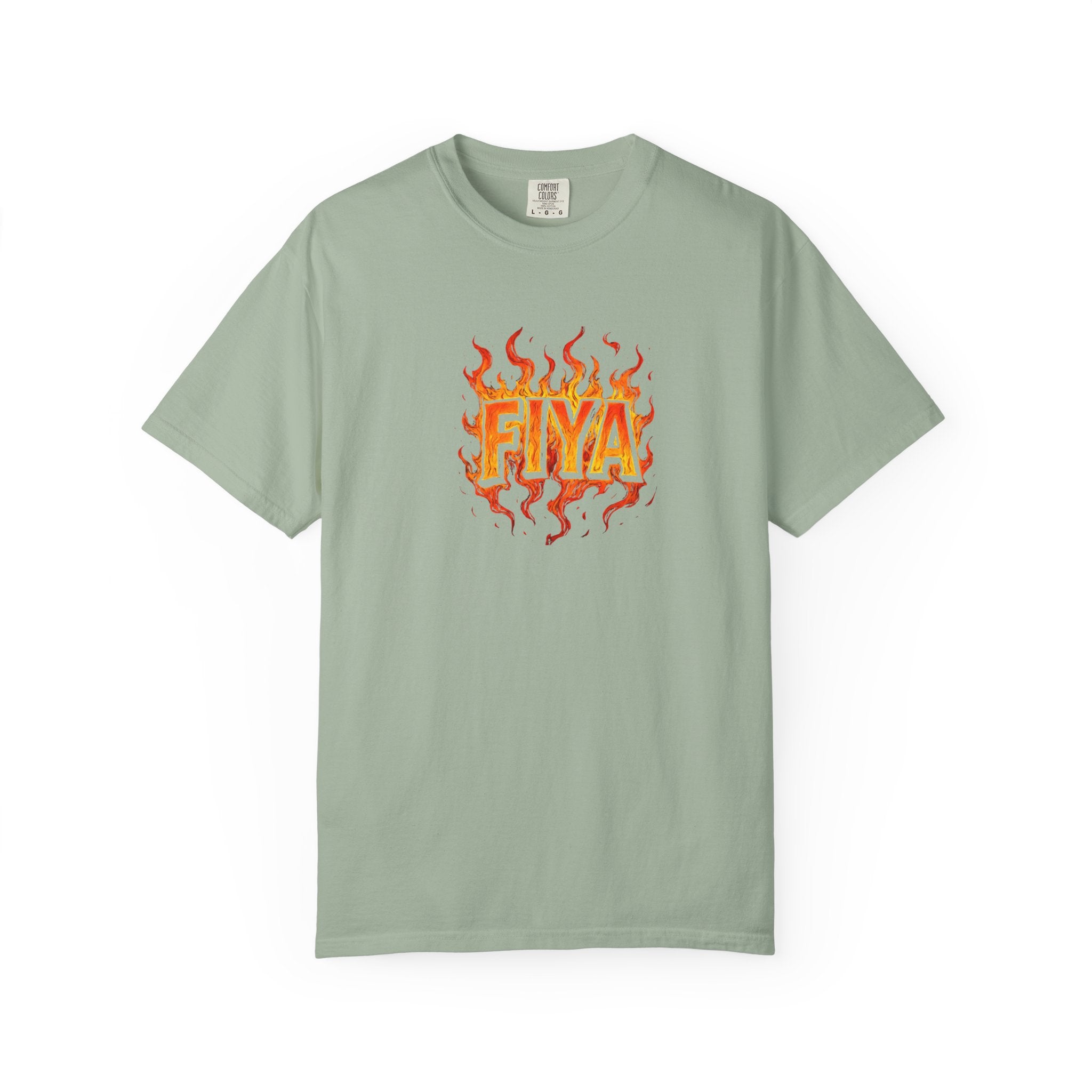 FIYA Flame Graphic T‑Shirt — Retro Fire Lettering Tee (Original Art)