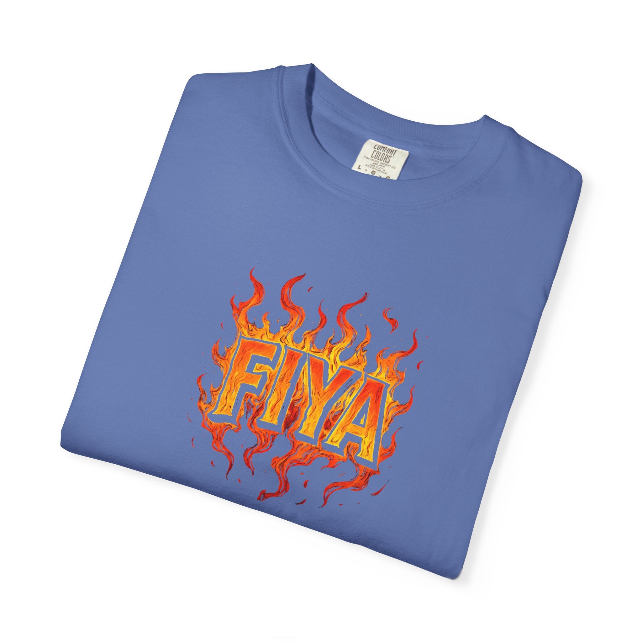 FIYA Flame Graphic T‑Shirt — Retro Fire Lettering Tee (Original Art)