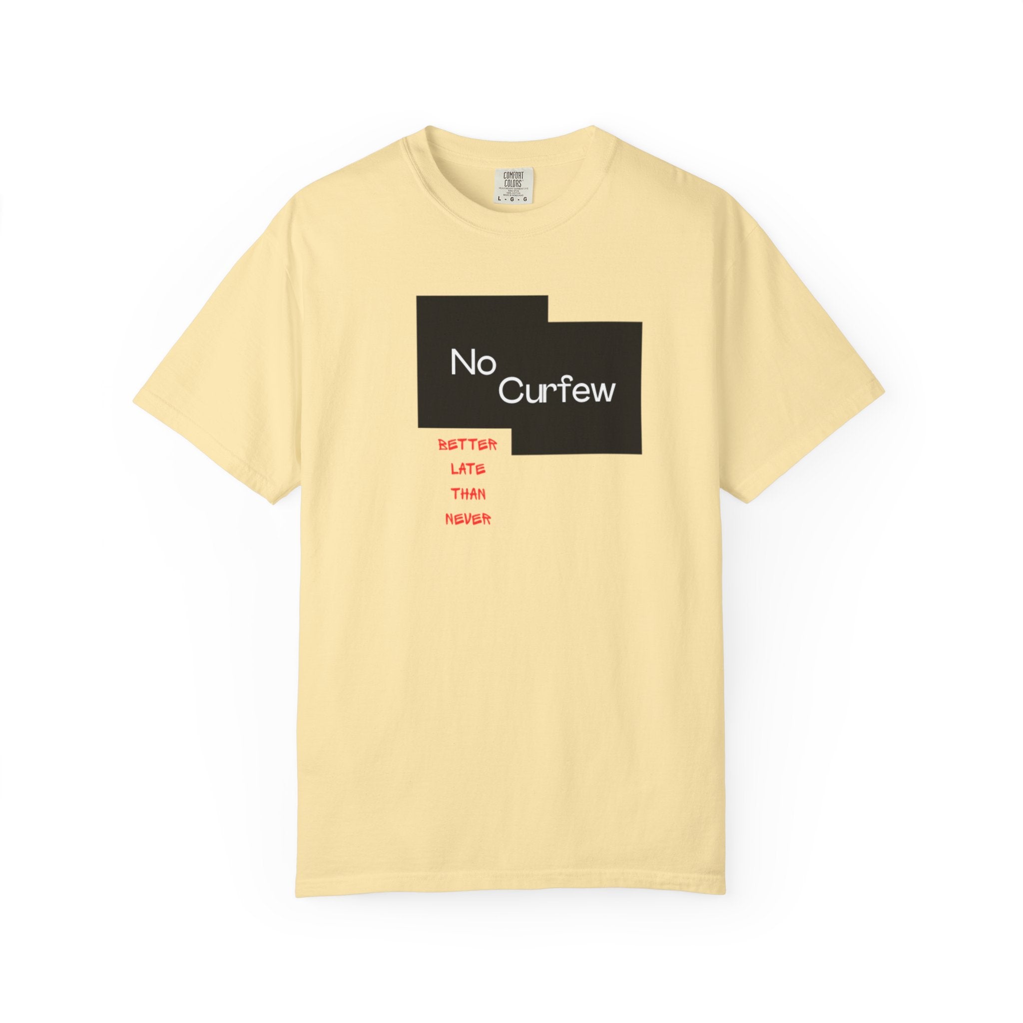 No Curfew Unisex Garment-Dyed T-shirt | Ideal for Teens, Casual Wear, Gifts, Parties, Summer Events