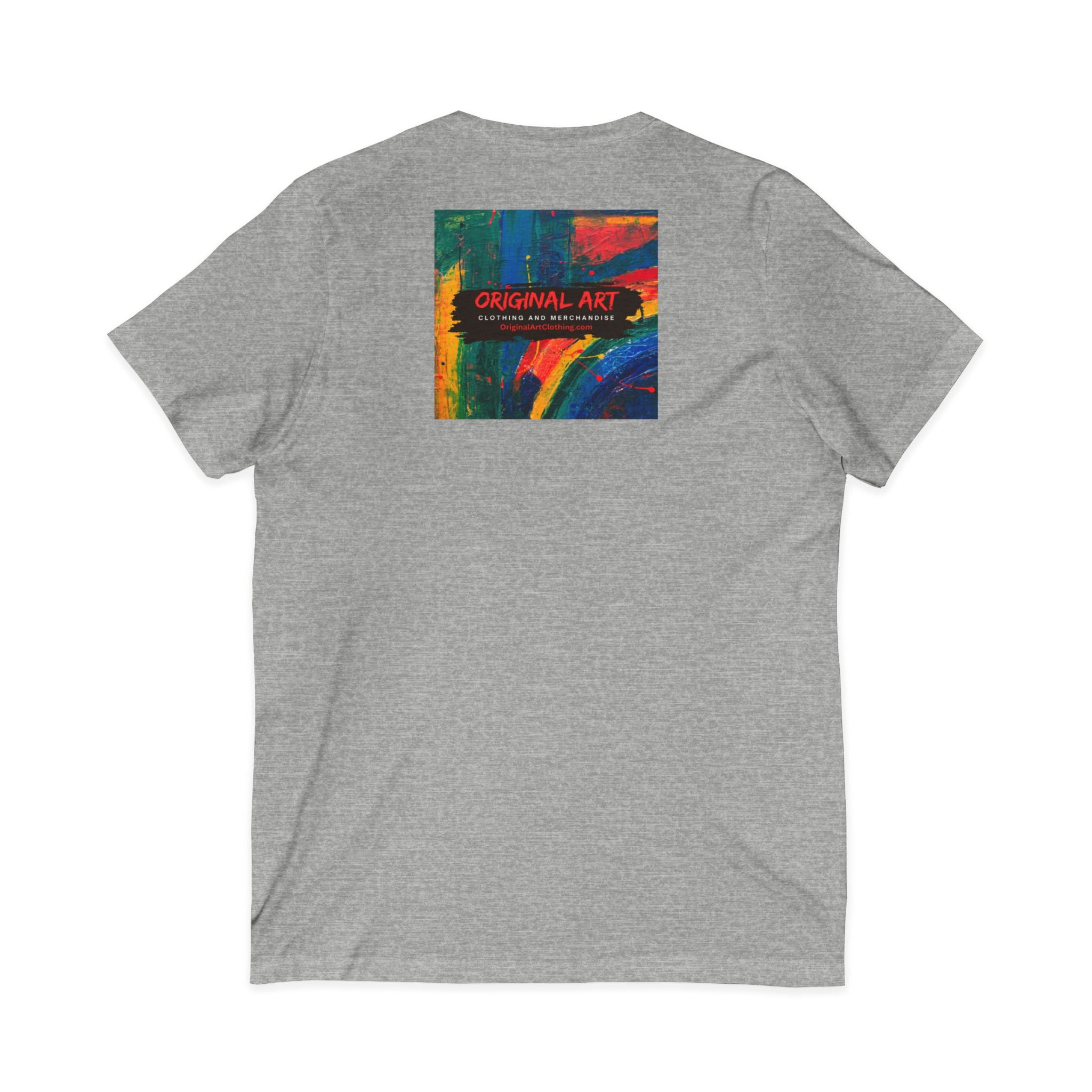 "Fancy" Colorblock V-Neck Tee — 'Fancy' Front Logo & Abstract 'Original Art' Back Print