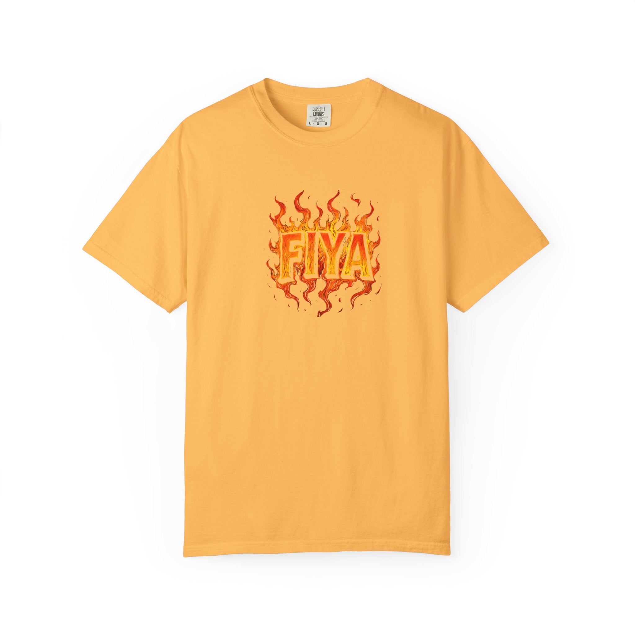 FIYA Flame Graphic T‑Shirt — Retro Fire Lettering Tee (Original Art)