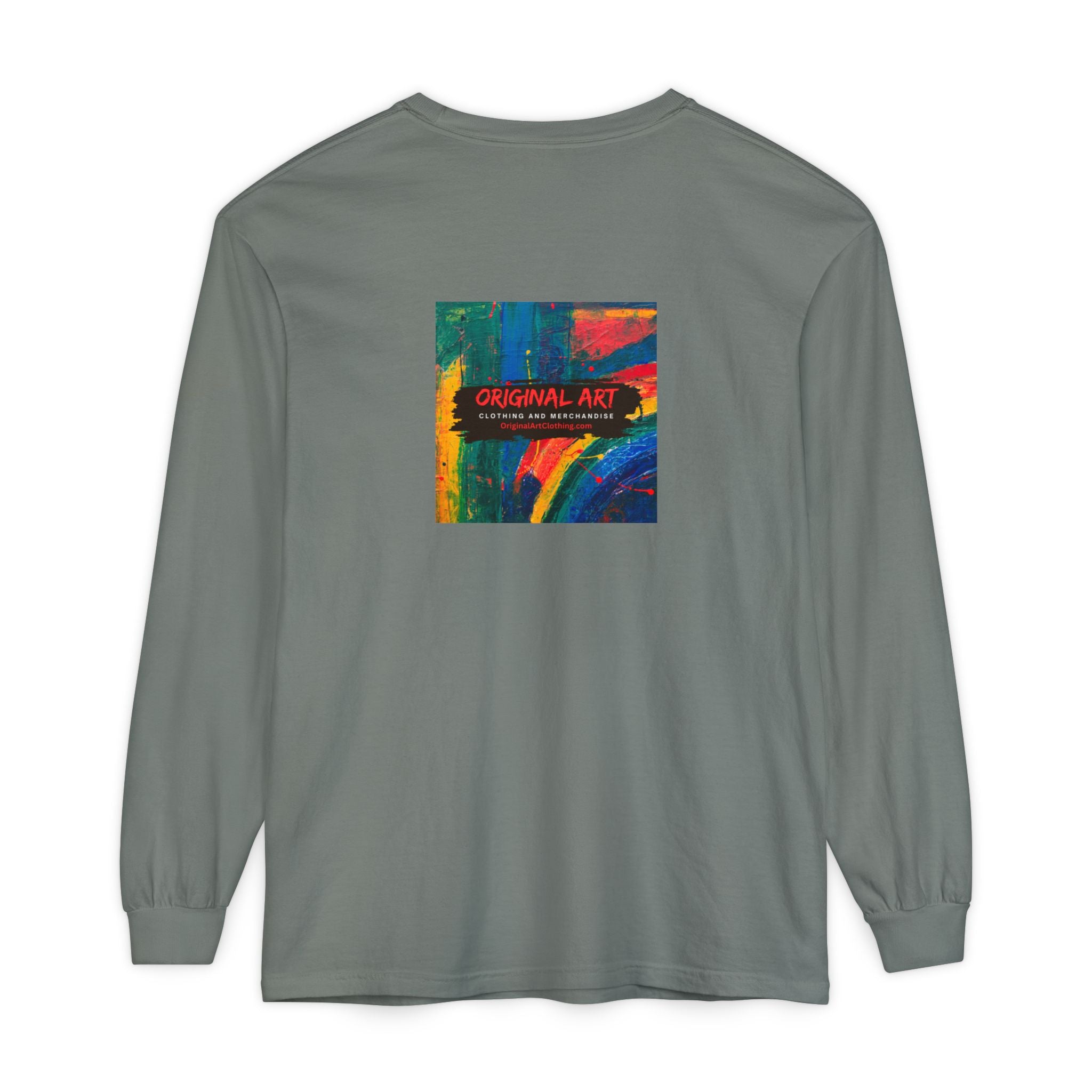 I Teach. Kids First. Long Sleeve Teacher T-Shirt — Colorful 'Original Art' Back Print