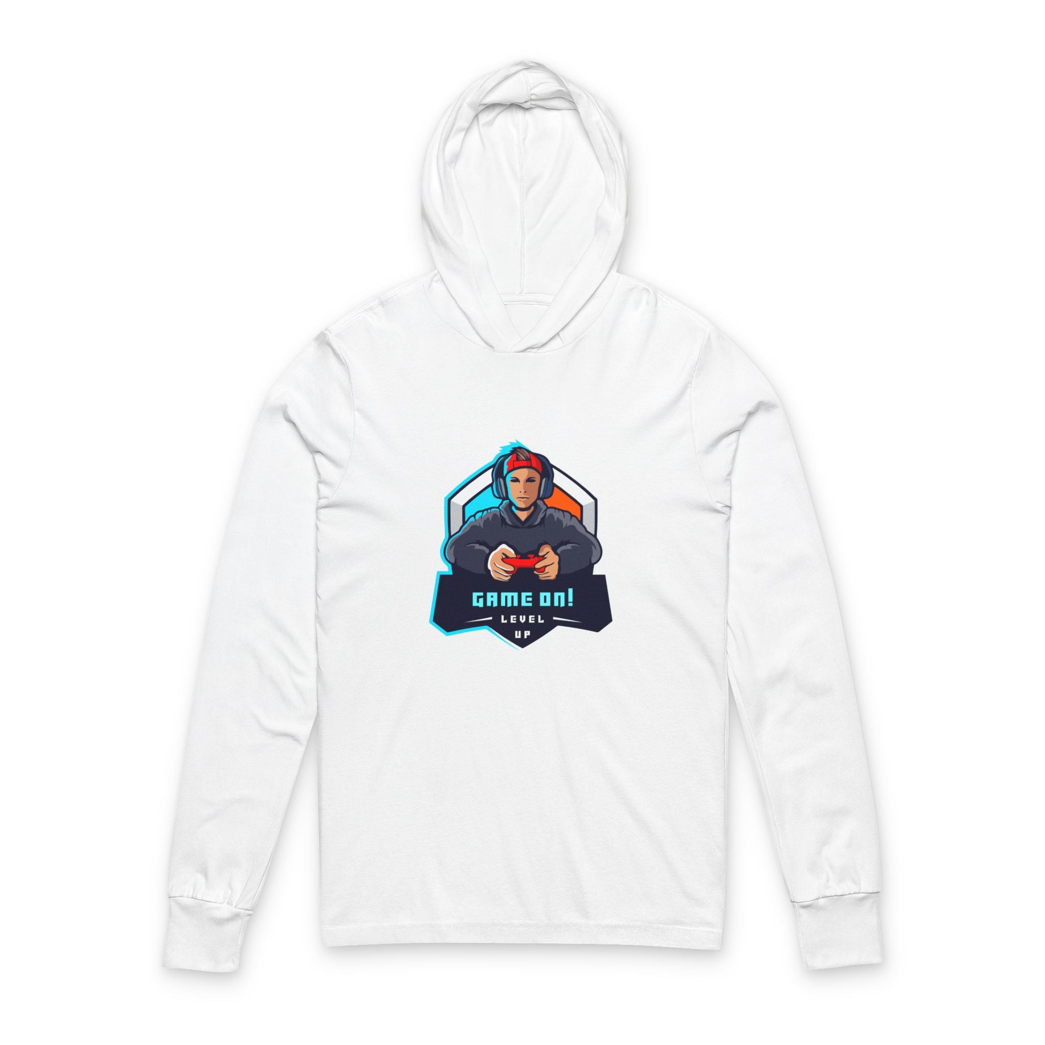 "Game On!" Graphic Gamer Hoodie Long Sleeve Tee