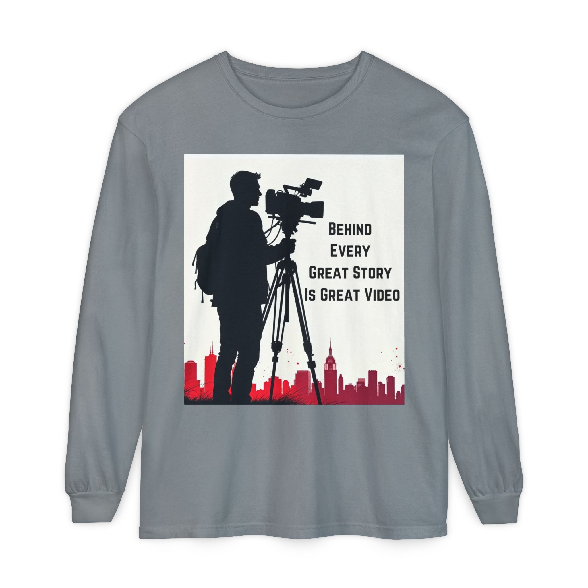 TV News Videographer: Unisex Garment-dyed Long Sleeve T-Shirt