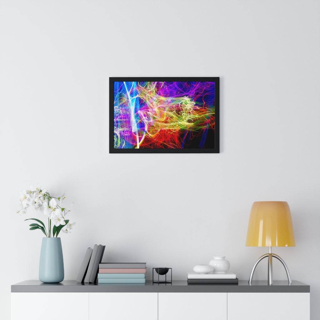 Abstract Light Painting Photography Framed Poster — Vibrant Colorful Wall Art