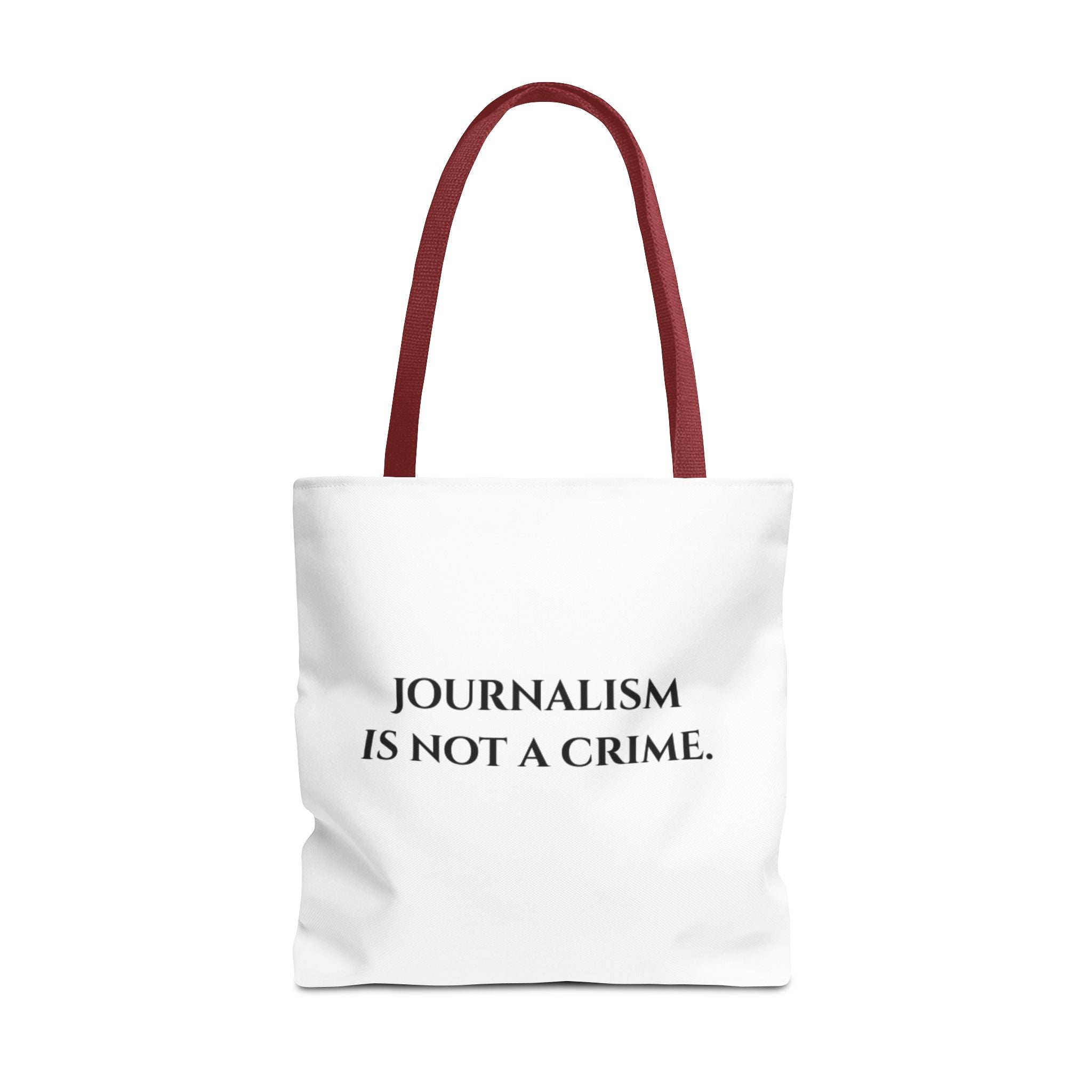 Journalism Is Not a Crime Tote Bag — Protest Statement Canvas Tote