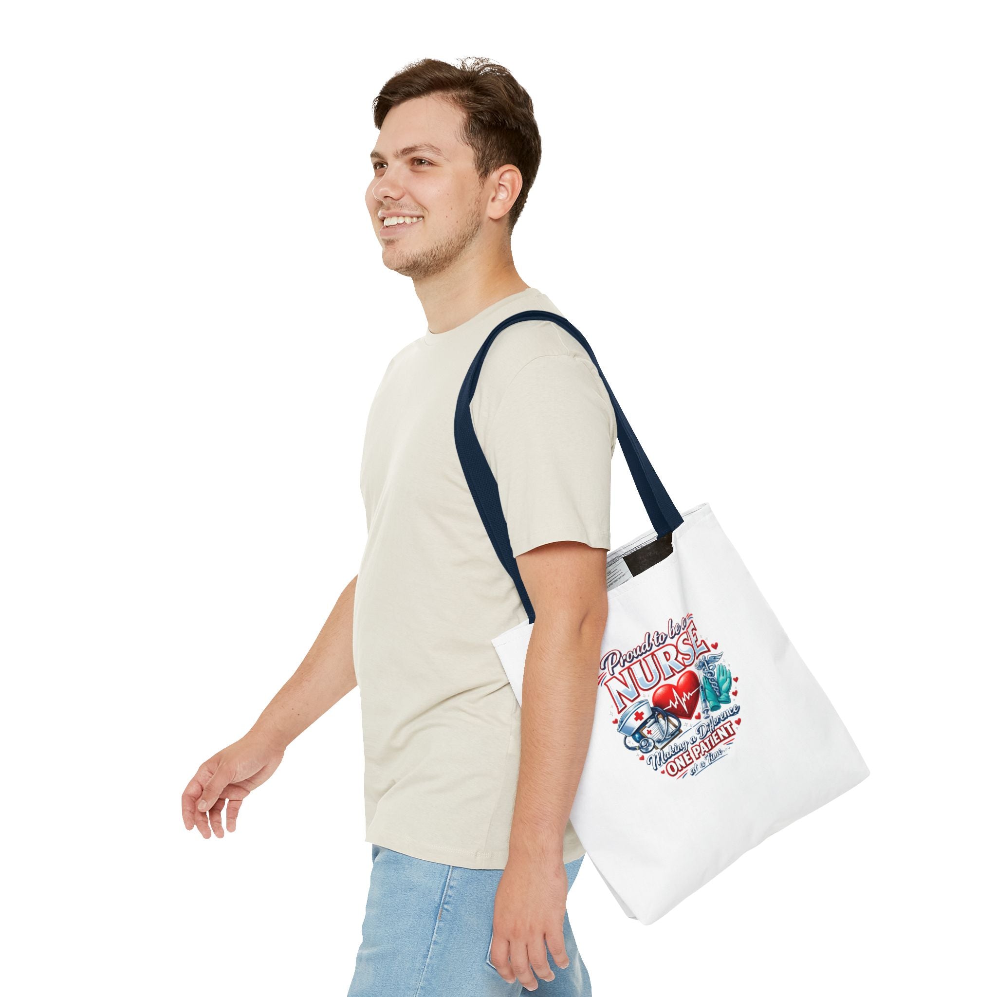Nurse Tote Bag - "Proud to be a Nurse" Medical Heartbeat Design