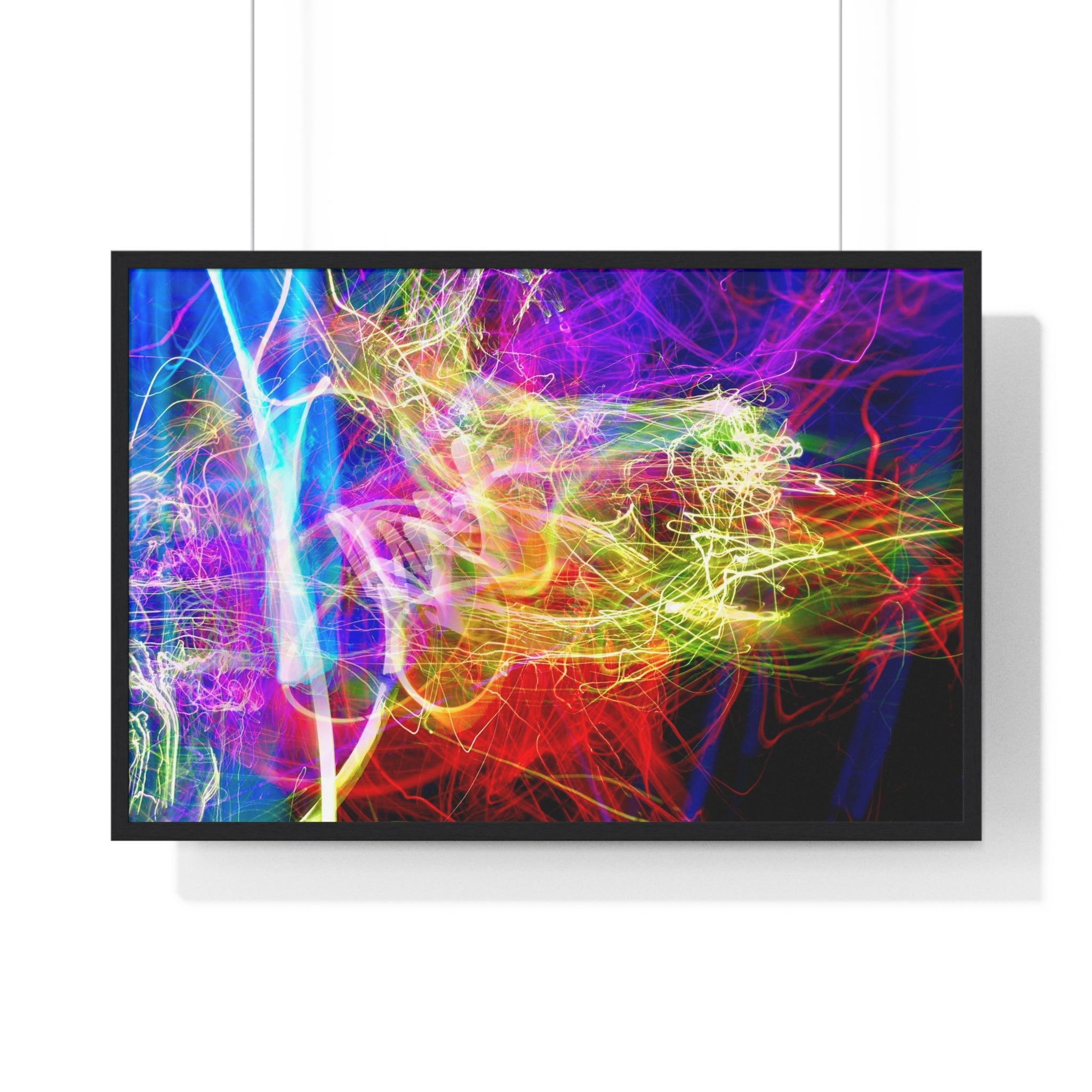 Abstract Light Painting Photography Framed Poster — Vibrant Colorful Wall Art