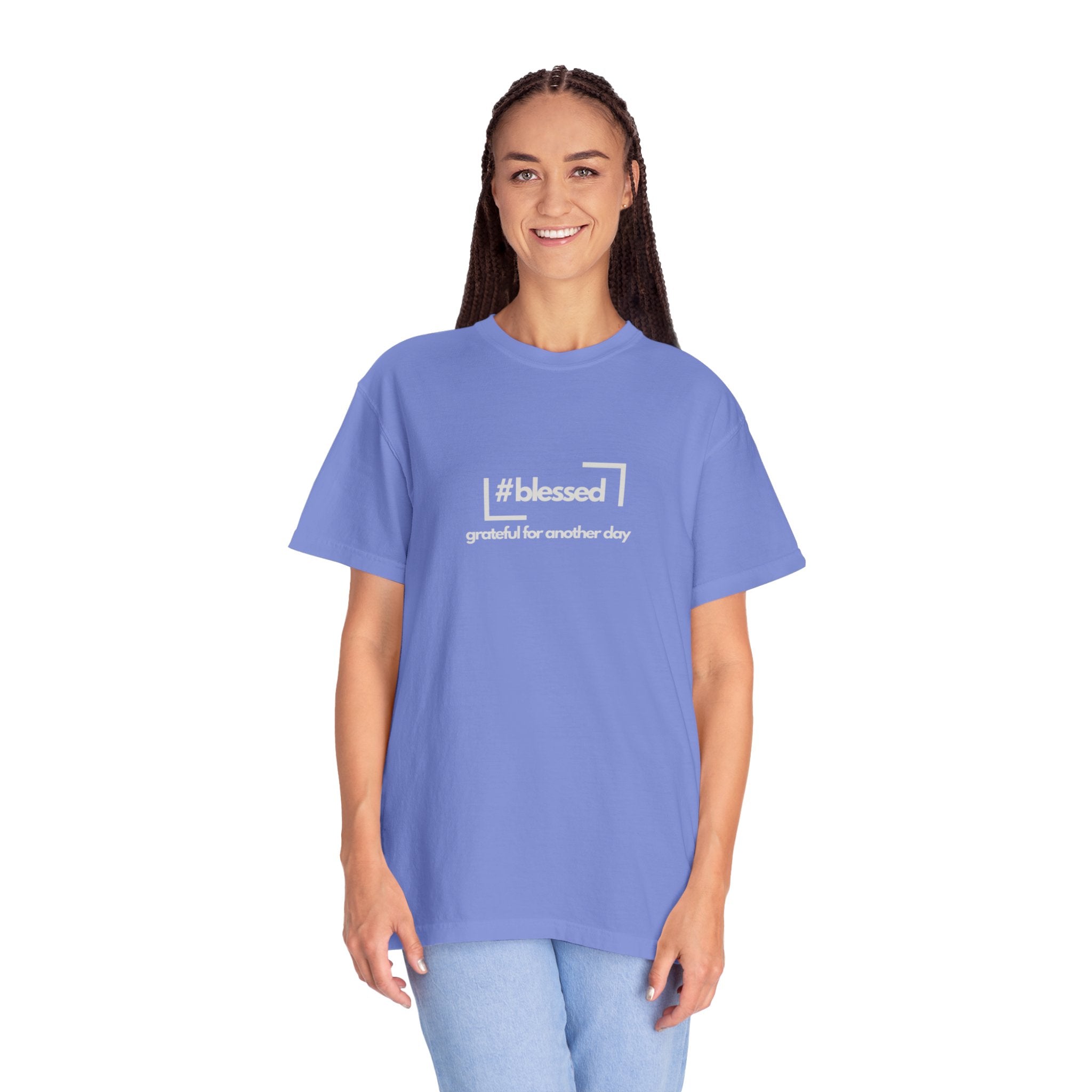 Blessed Hashtag T-Shirt — "#blessed grateful for another day" Casual Graphic Tee