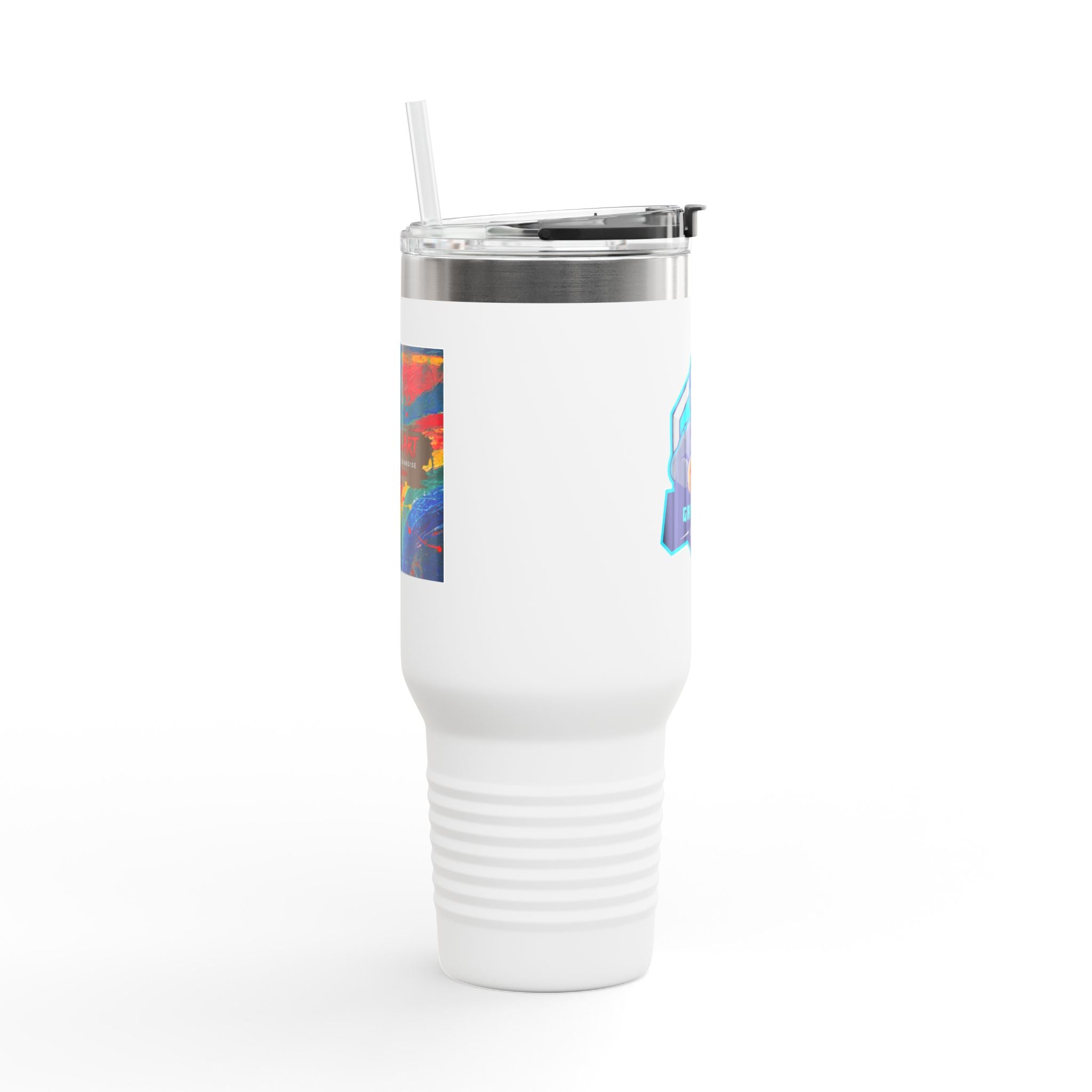 40oz Insulated Travel Mug — Gamer "Game On" Graphic, Thermal Tumbler for Gamers & Streamers