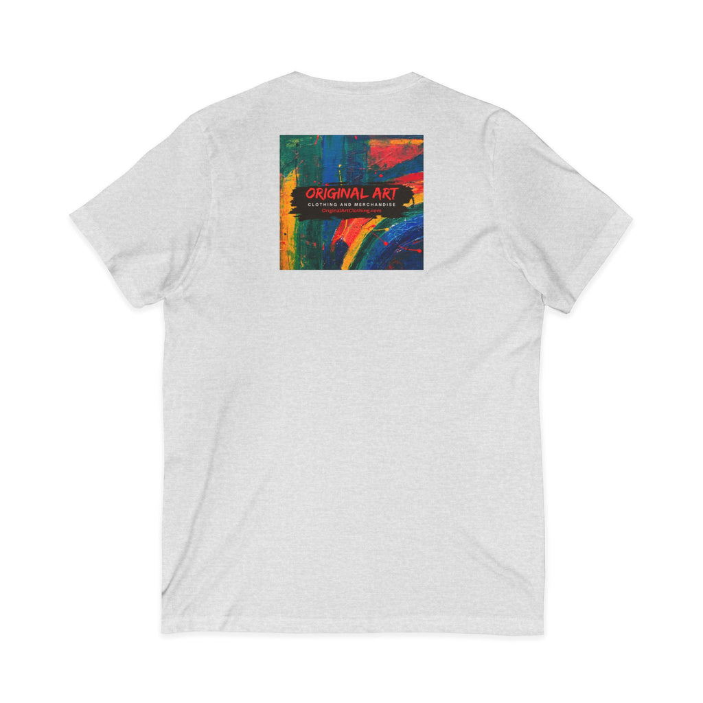 "Fancy" Colorblock V-Neck Tee — 'Fancy' Front Logo & Abstract 'Original Art' Back Print