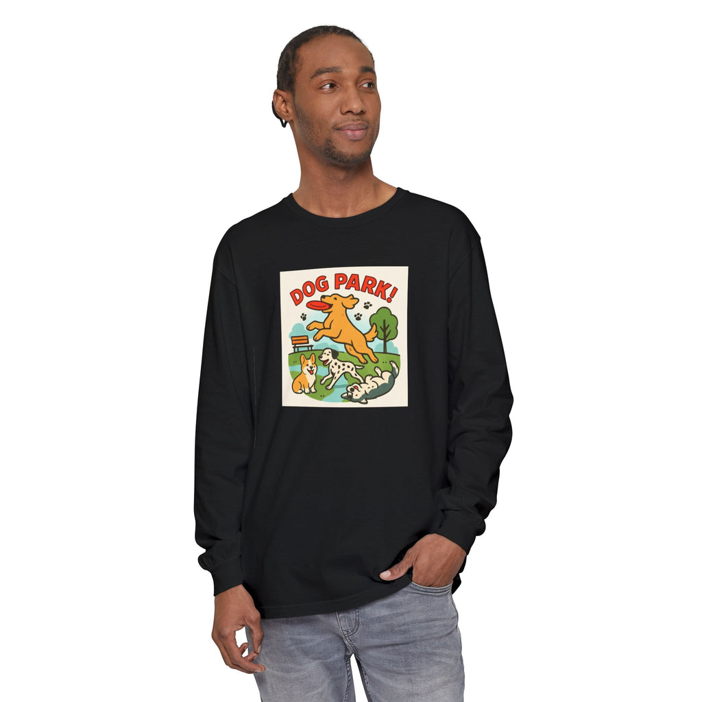 Dog Park Unisex Garment-dyed Long Sleeve T-Shirt