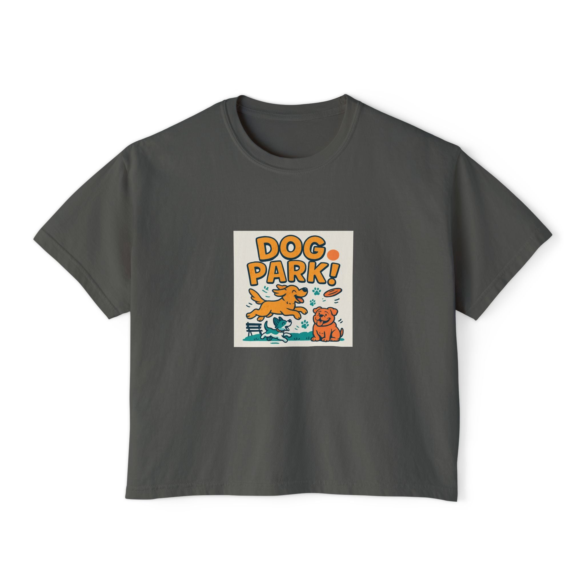 Dog Park Women's Boxy Tee, Cute Pet Lover Shirt, Casual Dog Mom Top, Gift for Dog Lovers, Summer Dog Apparel