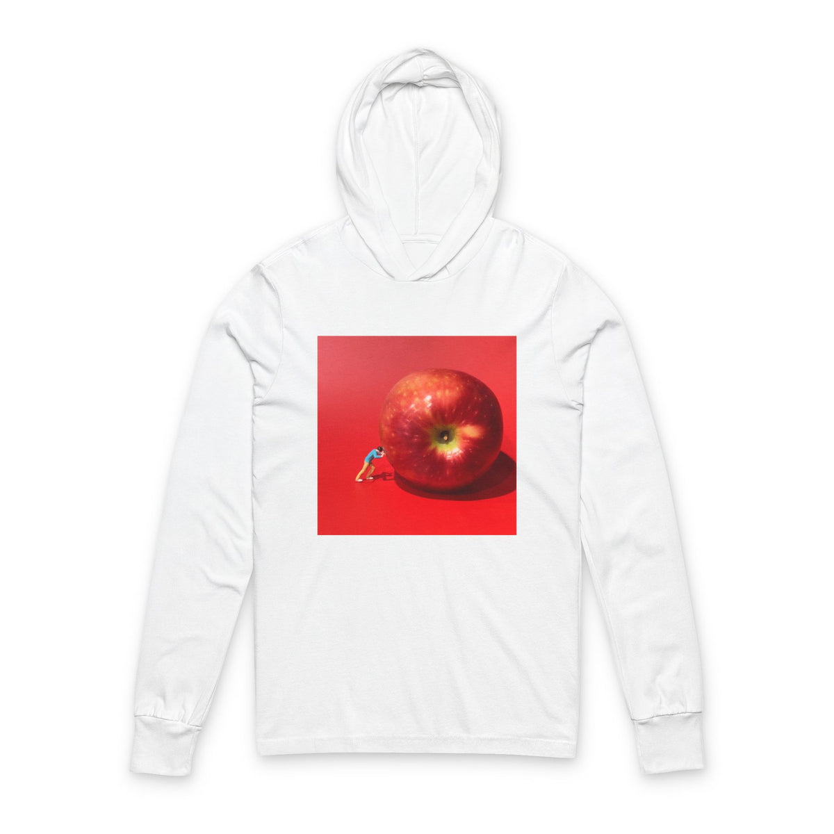 Artistic Apple Hooded Tee — Original Art Graphic Long-Sleeve Hoodie Shirt