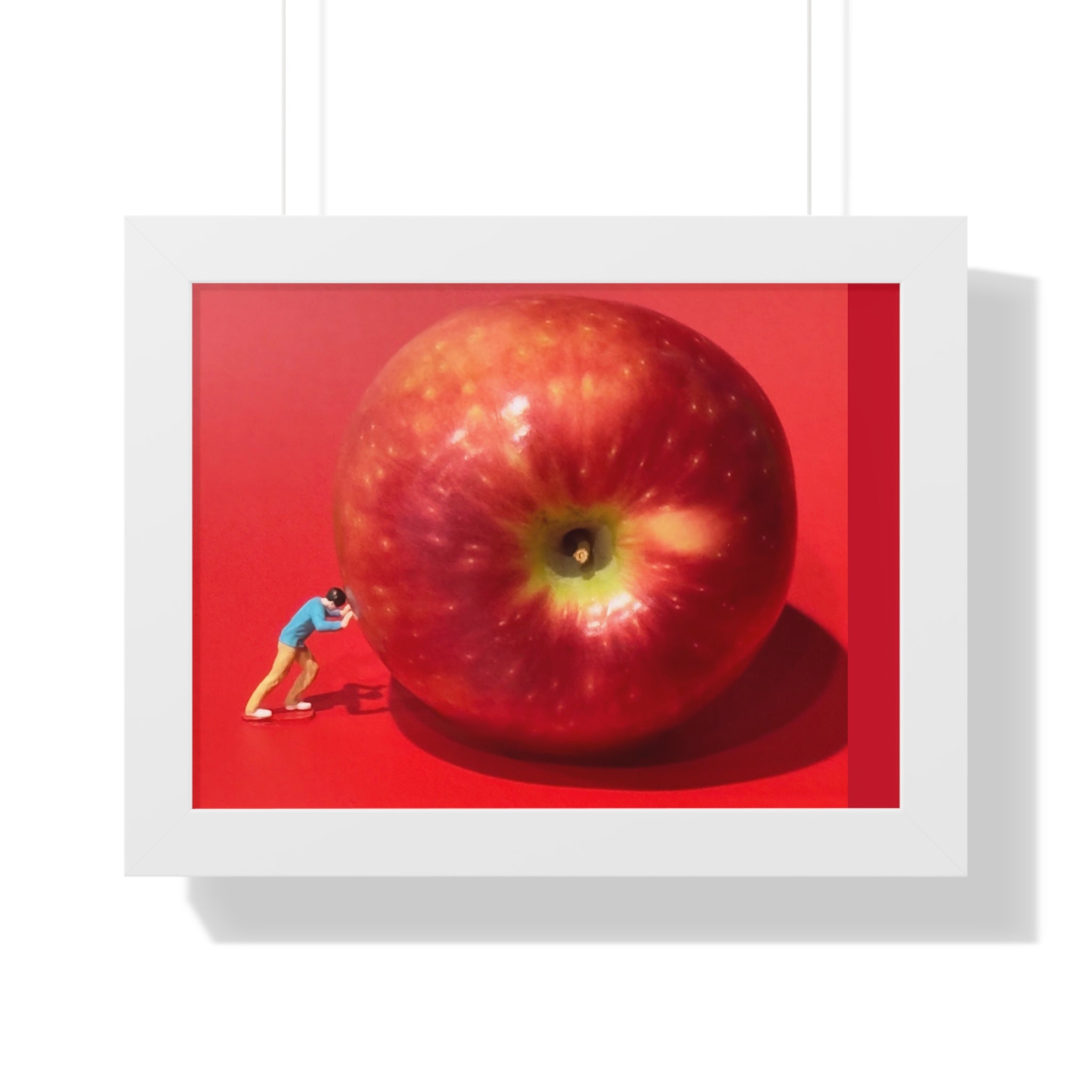 Framed Poster Giant Red Apple (Surreal Wall Art)