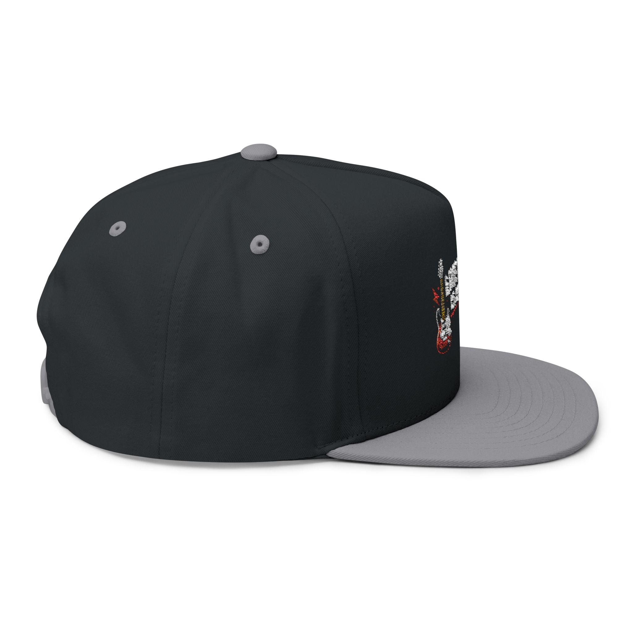 Live Music Is My Jam Embroidered Flat Bill Cap — Guitar & Mic Music Lover Snapback
