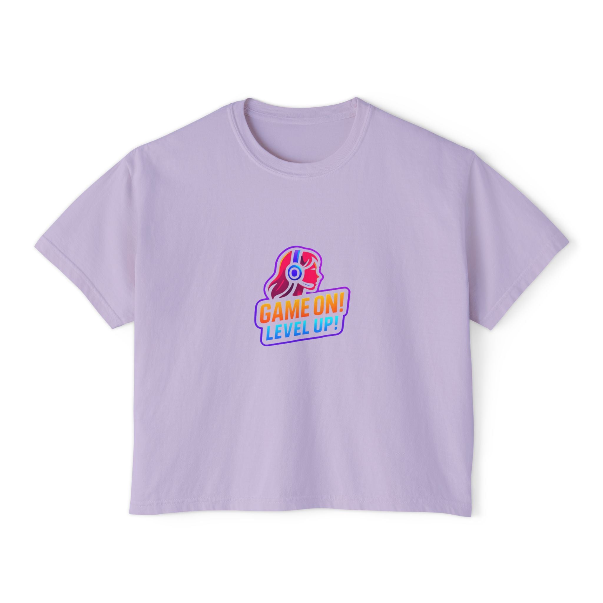 Game On! Level Up Women's Boxy Gaming Graphic Shirt
