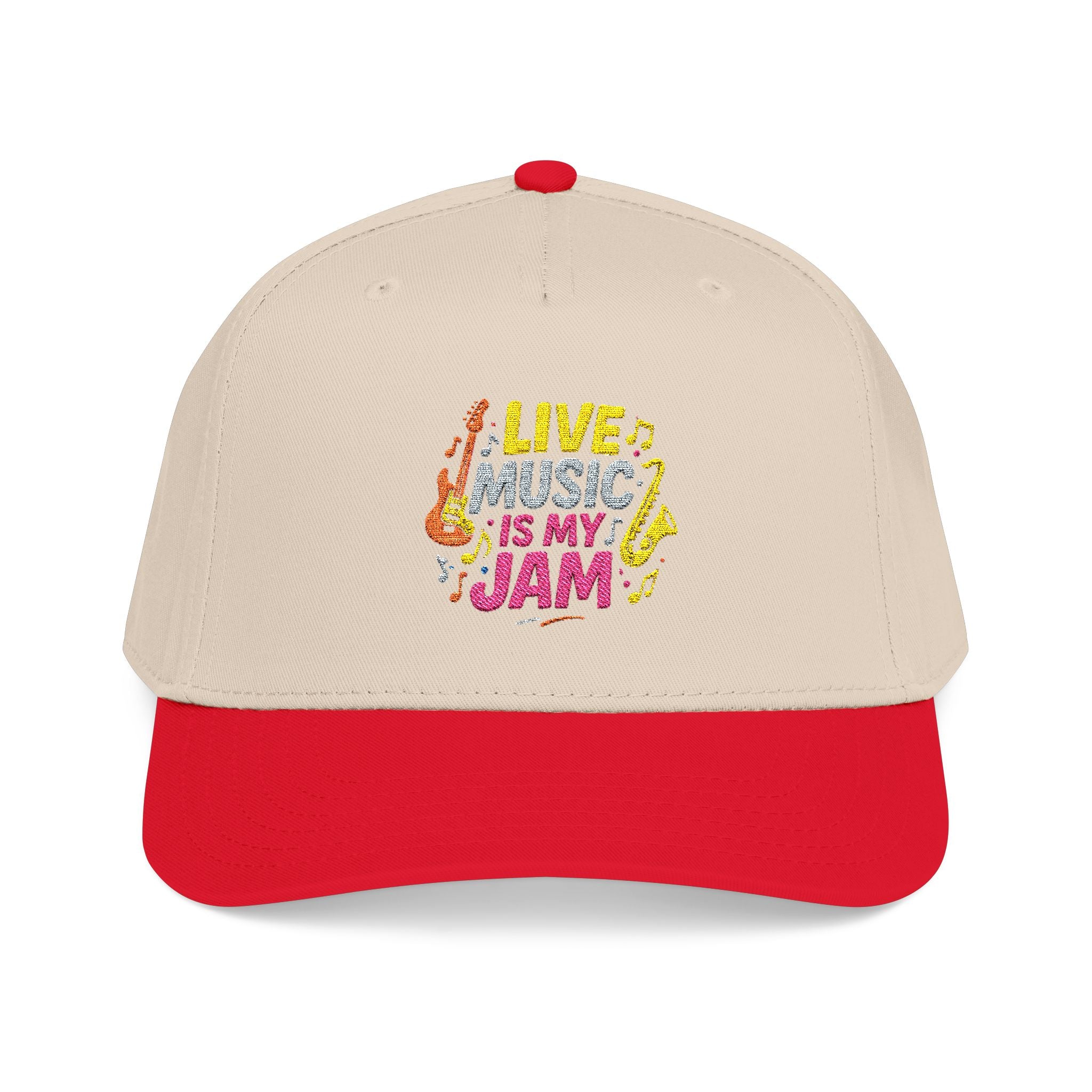 Live Music Is My Jam Baseball Cap — Colorful Retro Music Graphic Dad Hat