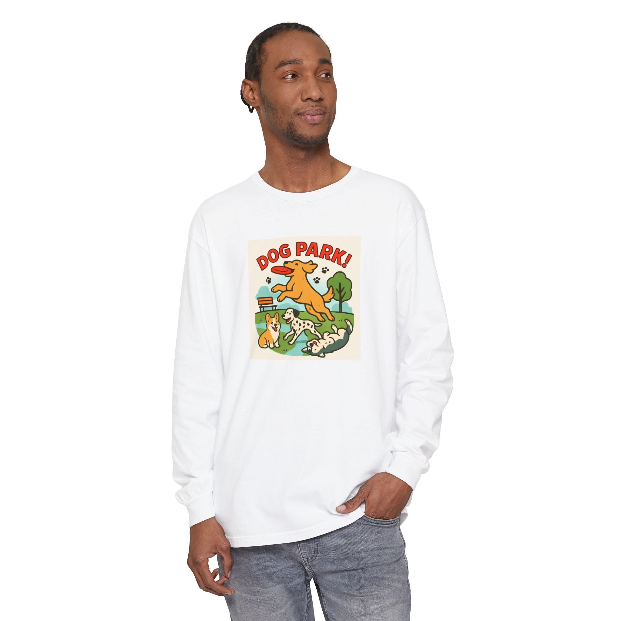Dog Park Unisex Garment-dyed Long Sleeve T-Shirt