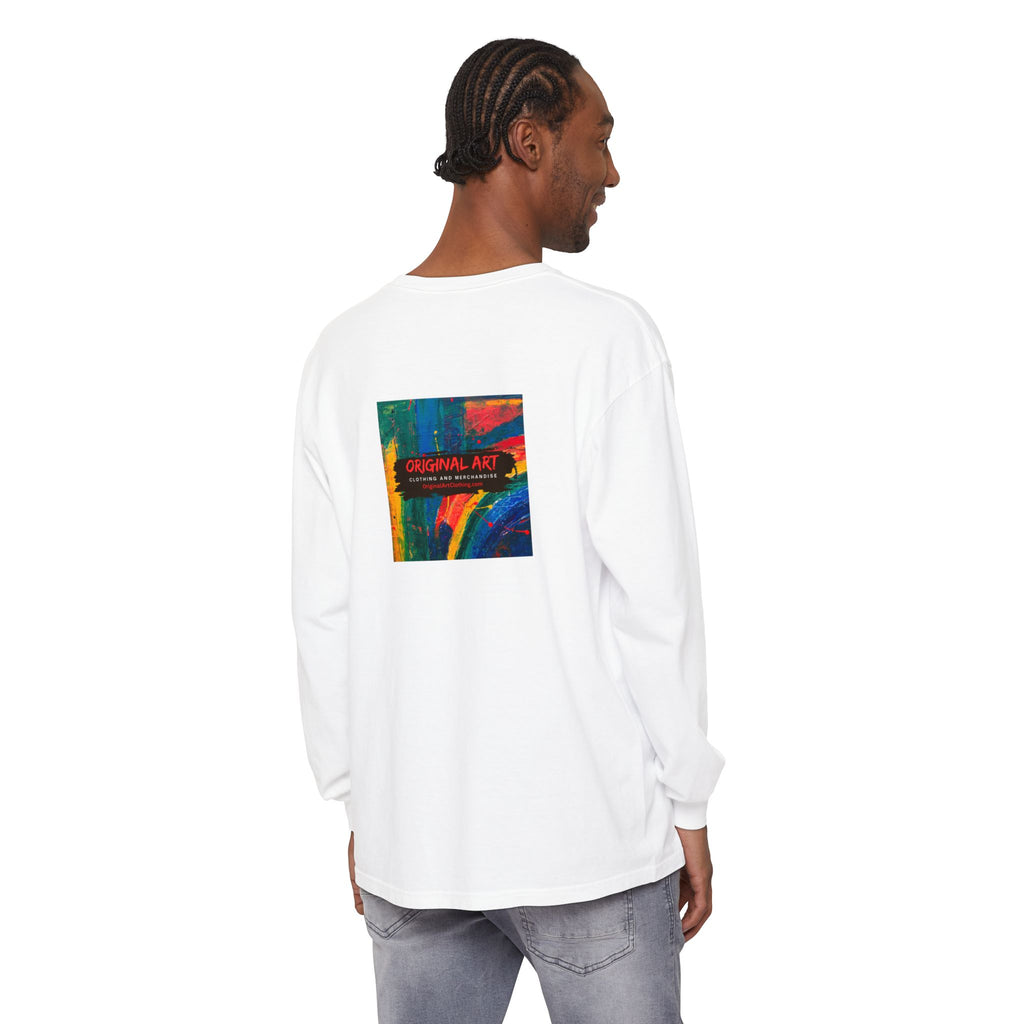 I Teach. Kids First. Long Sleeve Teacher T-Shirt — Colorful 'Original Art' Back Print