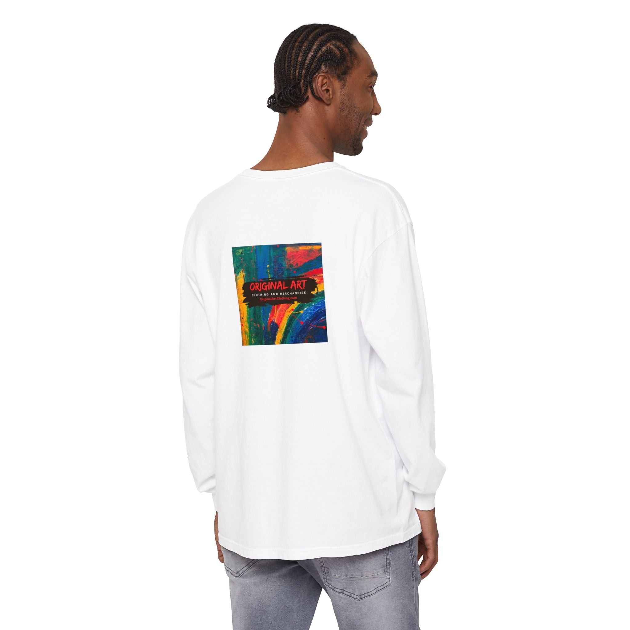 I Teach. Kids First. Long Sleeve Teacher T-Shirt — Colorful 'Original Art' Back Print