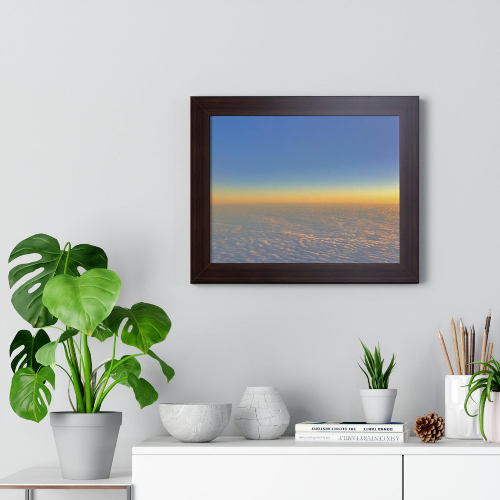 Sunset Over Clouds Framed Horizontal Poster