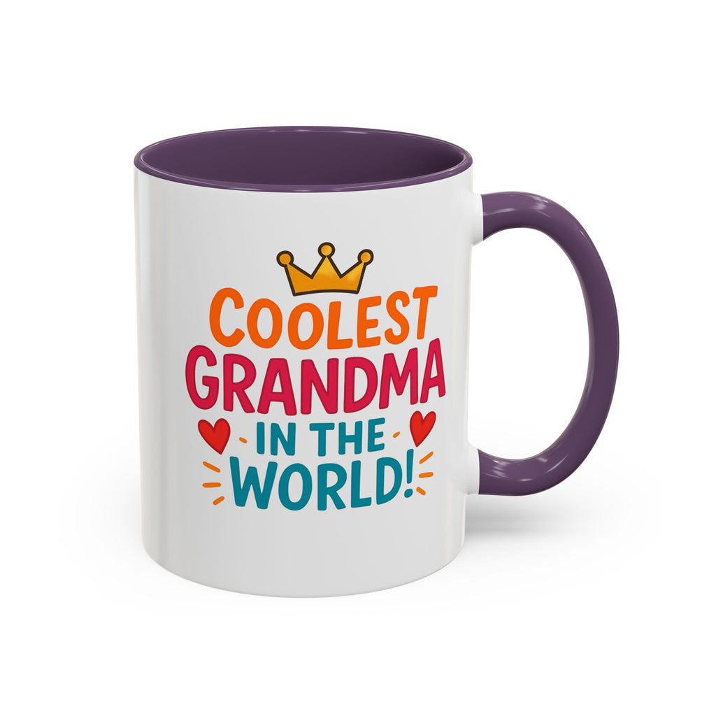 Coolest Grandma in the World Accent Coffee Mug — Fun Gift for Grandmother (11/15oz)