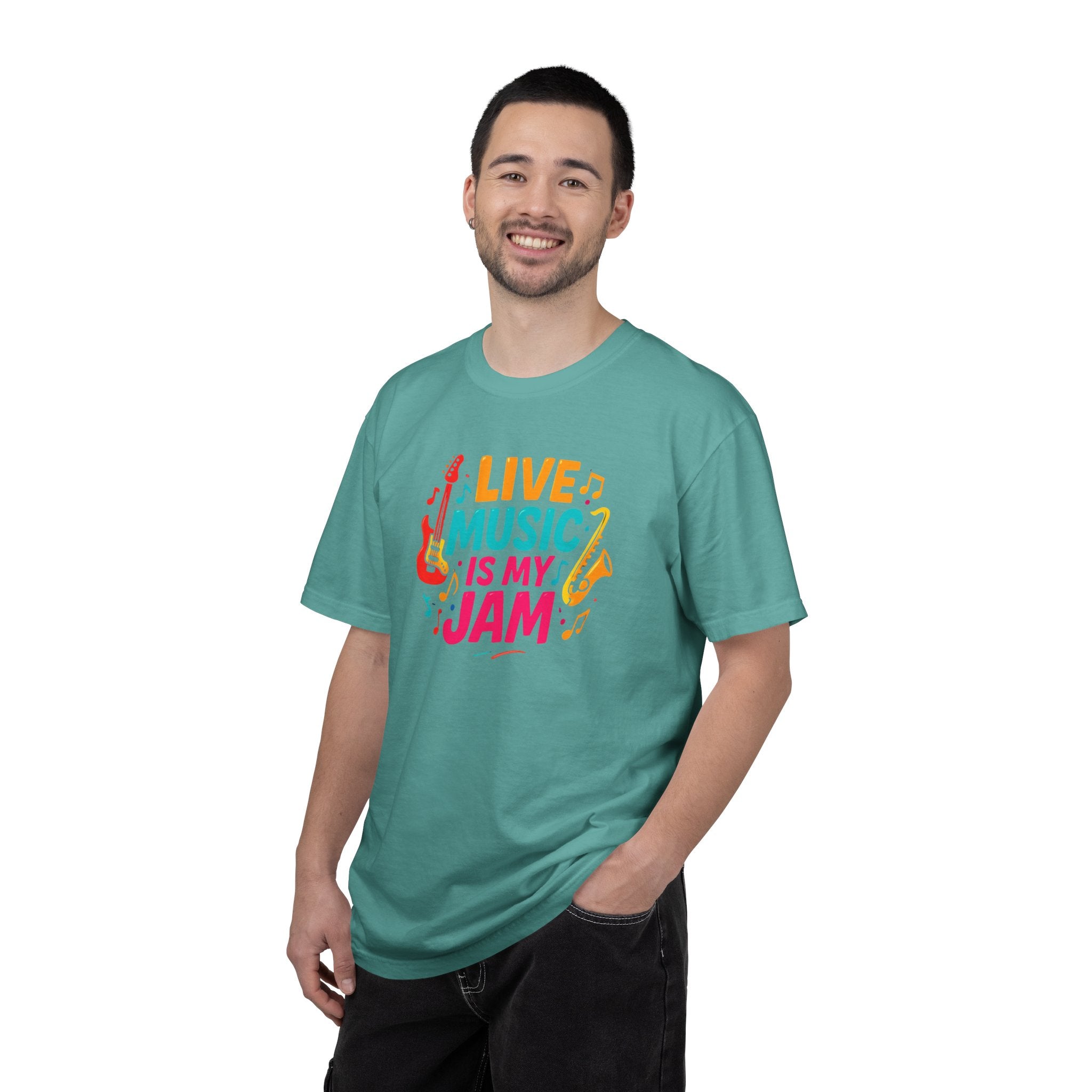 Live Music Is My Jam T-Shirt — Colorful Guitar Music Tee