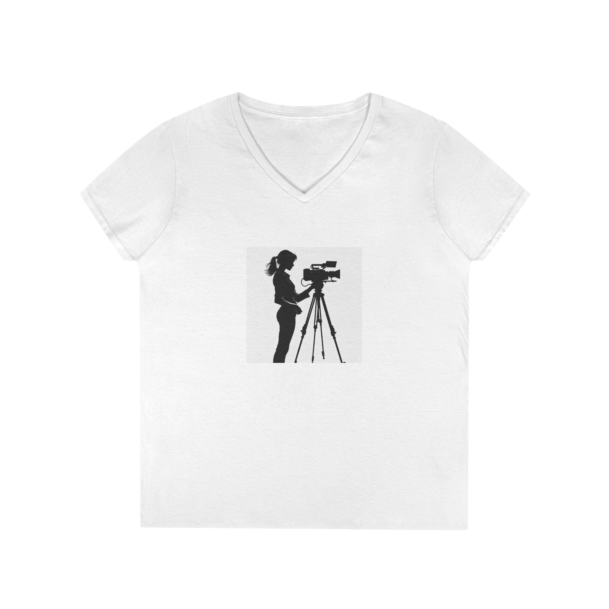 "Behind Every Great Story is Great Video "Camerawoman V-Neck Tee