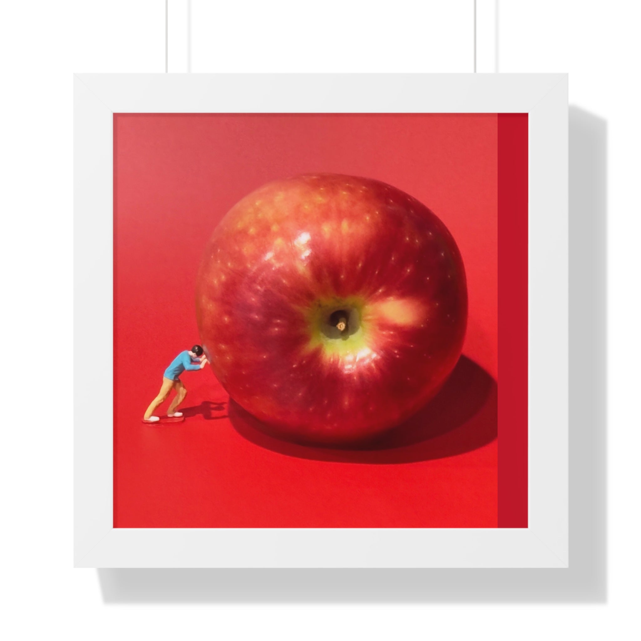 Framed Poster Giant Red Apple (Surreal Wall Art)