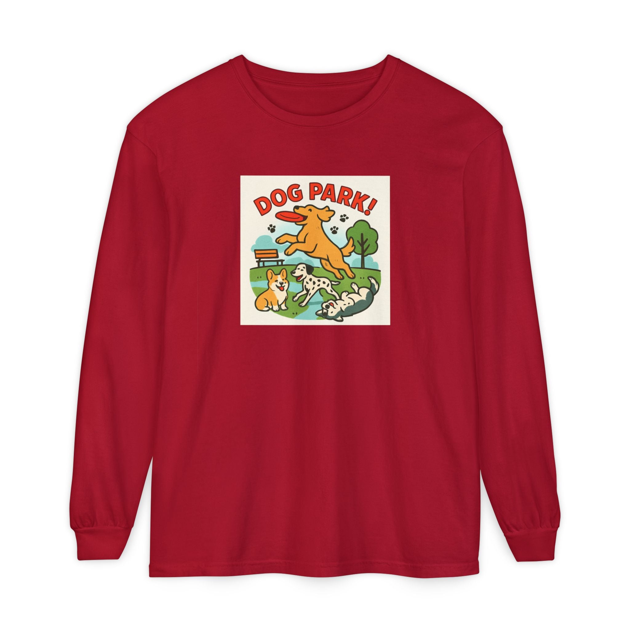 Dog Park Unisex Garment-dyed Long Sleeve T-Shirt