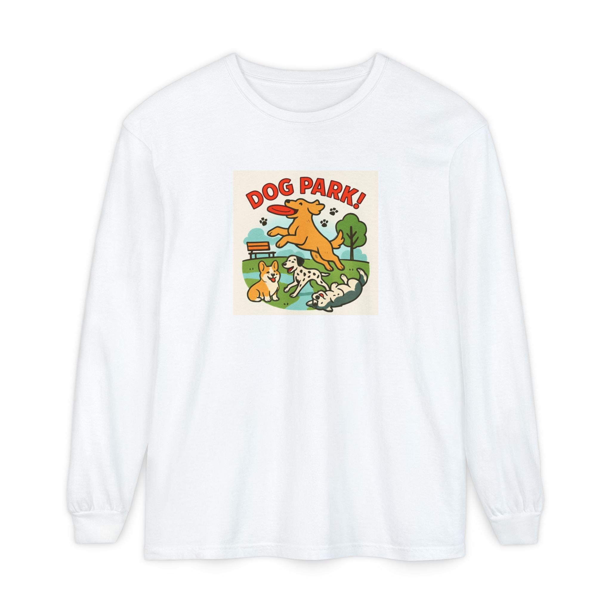 Dog Park Unisex Garment-dyed Long Sleeve T-Shirt