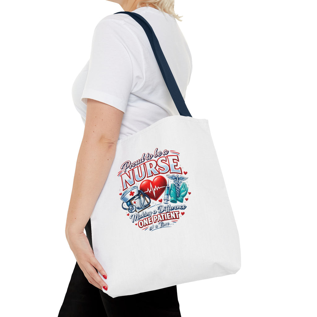 Nurse Tote Bag - "Proud to be a Nurse" Medical Heartbeat Design