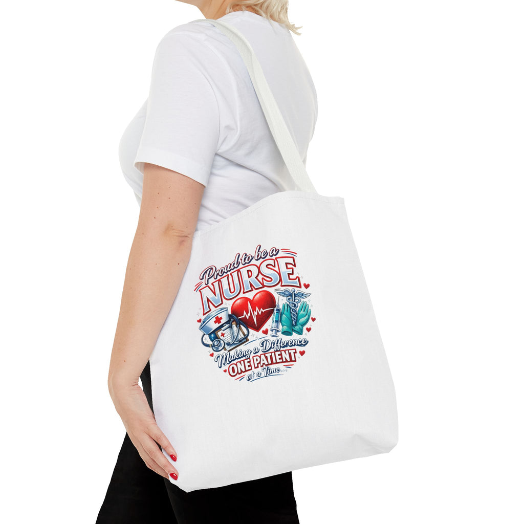 Nurse Tote Bag - "Proud to be a Nurse" Medical Heartbeat Design