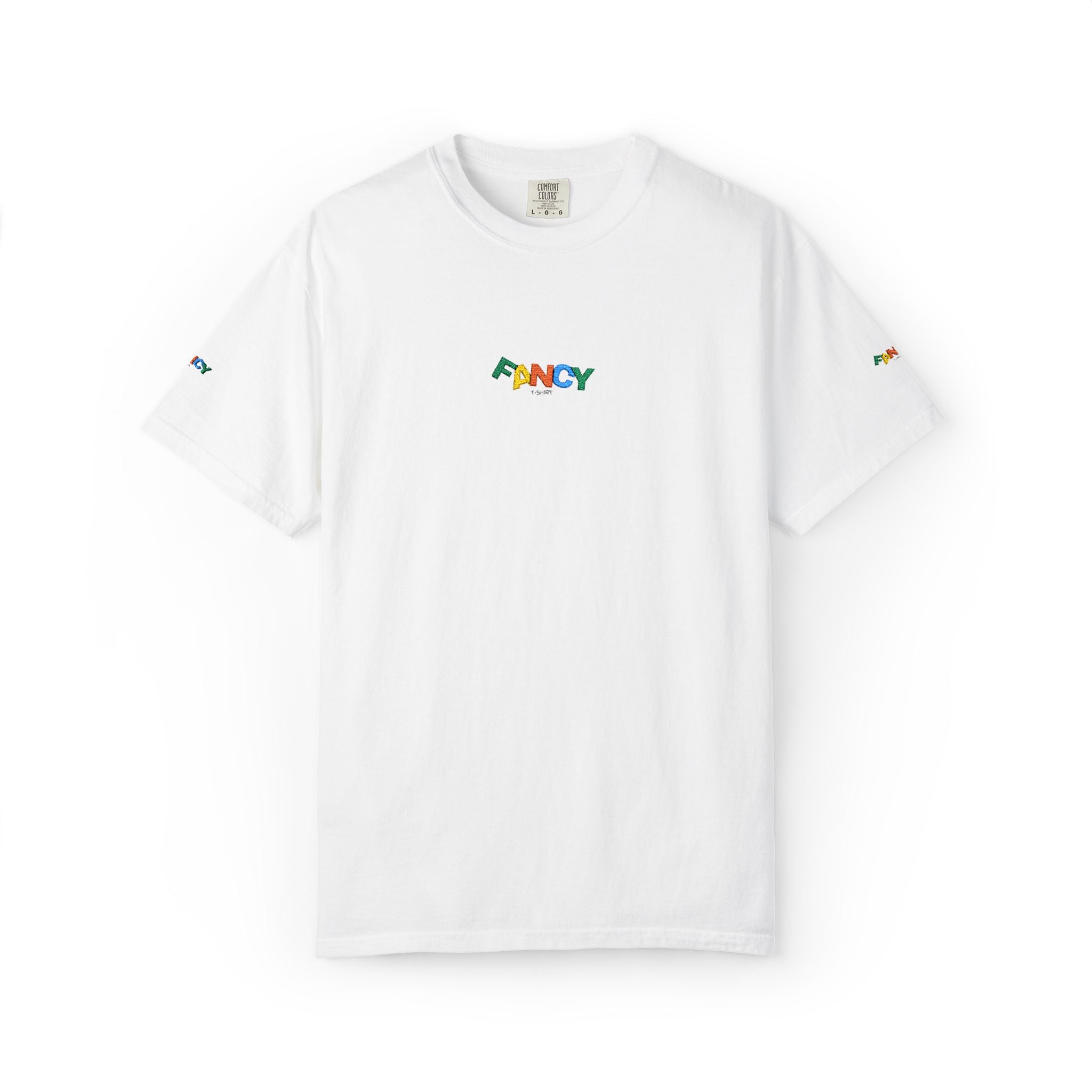 "Fancy" Colorful Logo T-Shirt — Small Chest & Sleeve Graphic