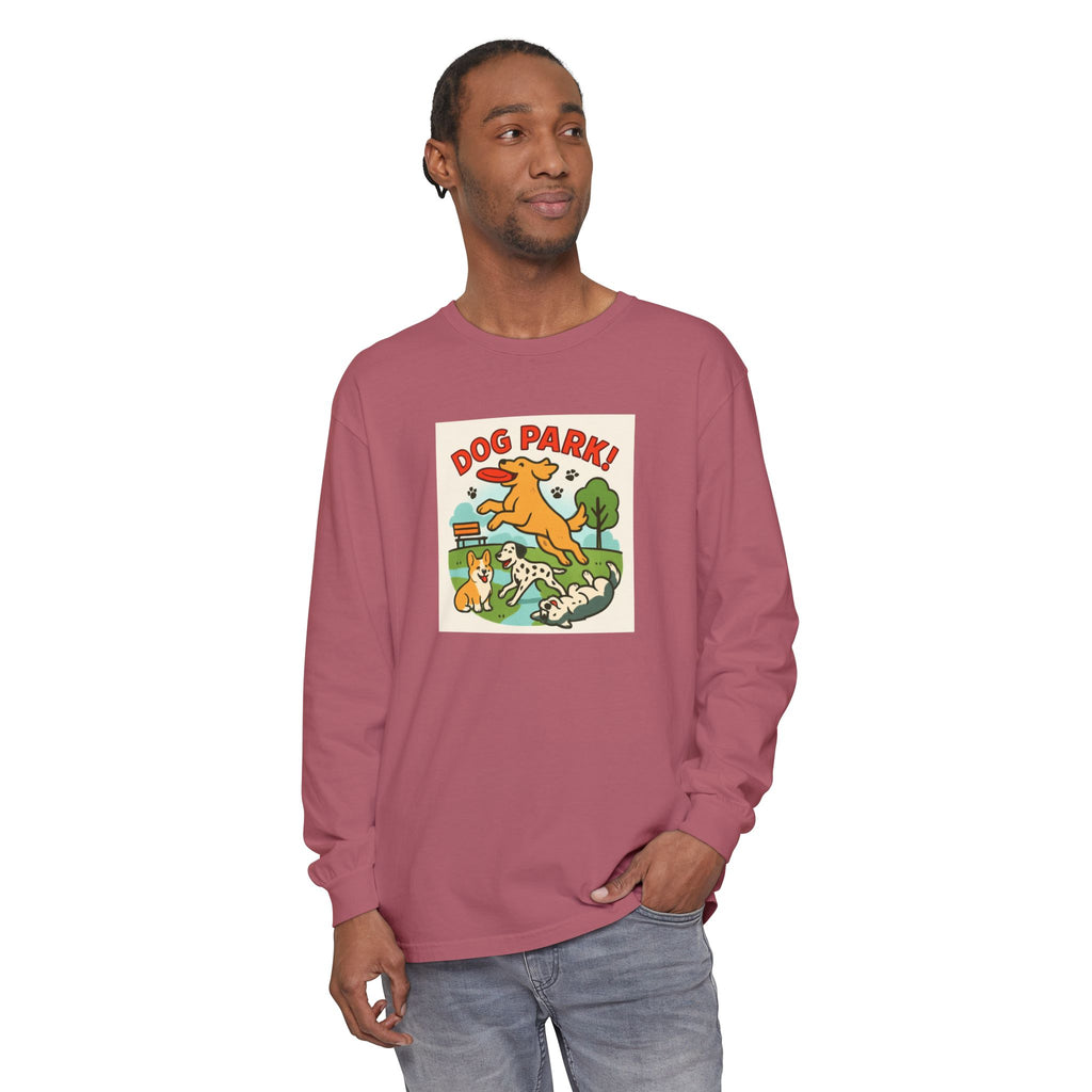 Dog Park Unisex Garment-dyed Long Sleeve T-Shirt