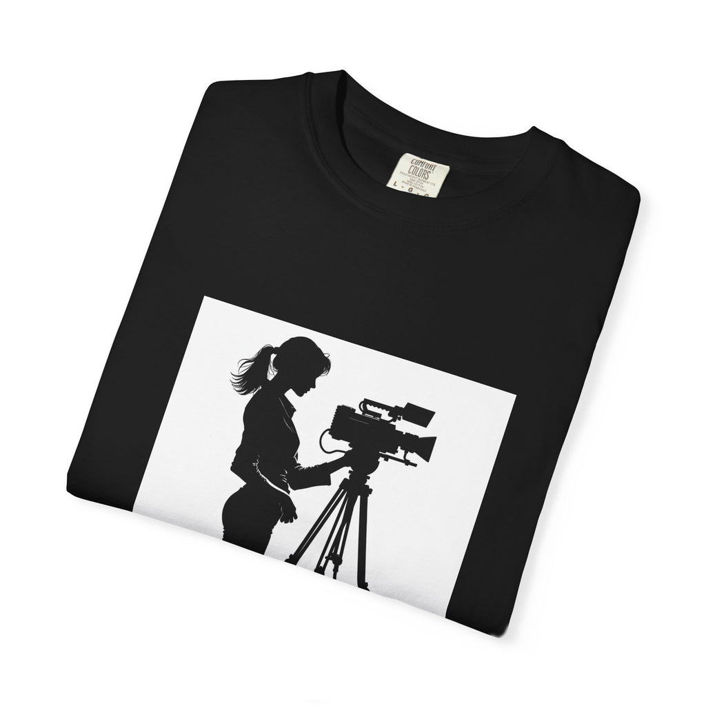 "Behind Every Great Story is Great Video" Female Silhouette Tee