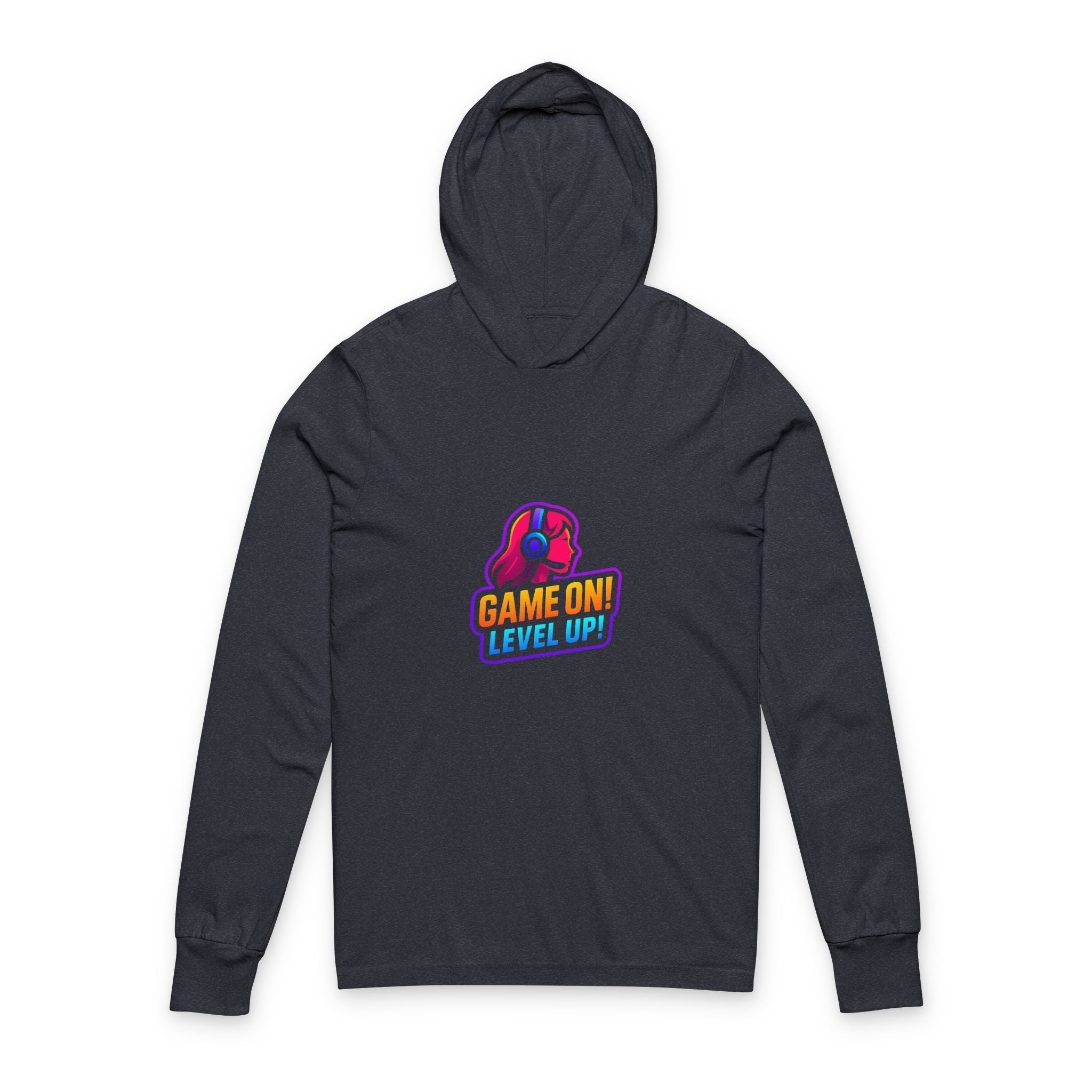 "Game On! Level Up!" Long-Sleeve Hooded Tee