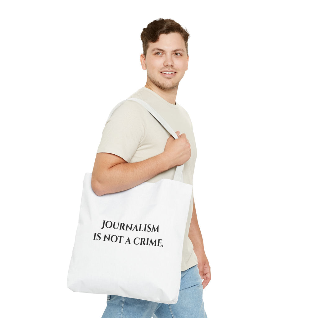 Journalism Is Not a Crime Tote Bag — Protest Statement Canvas Tote