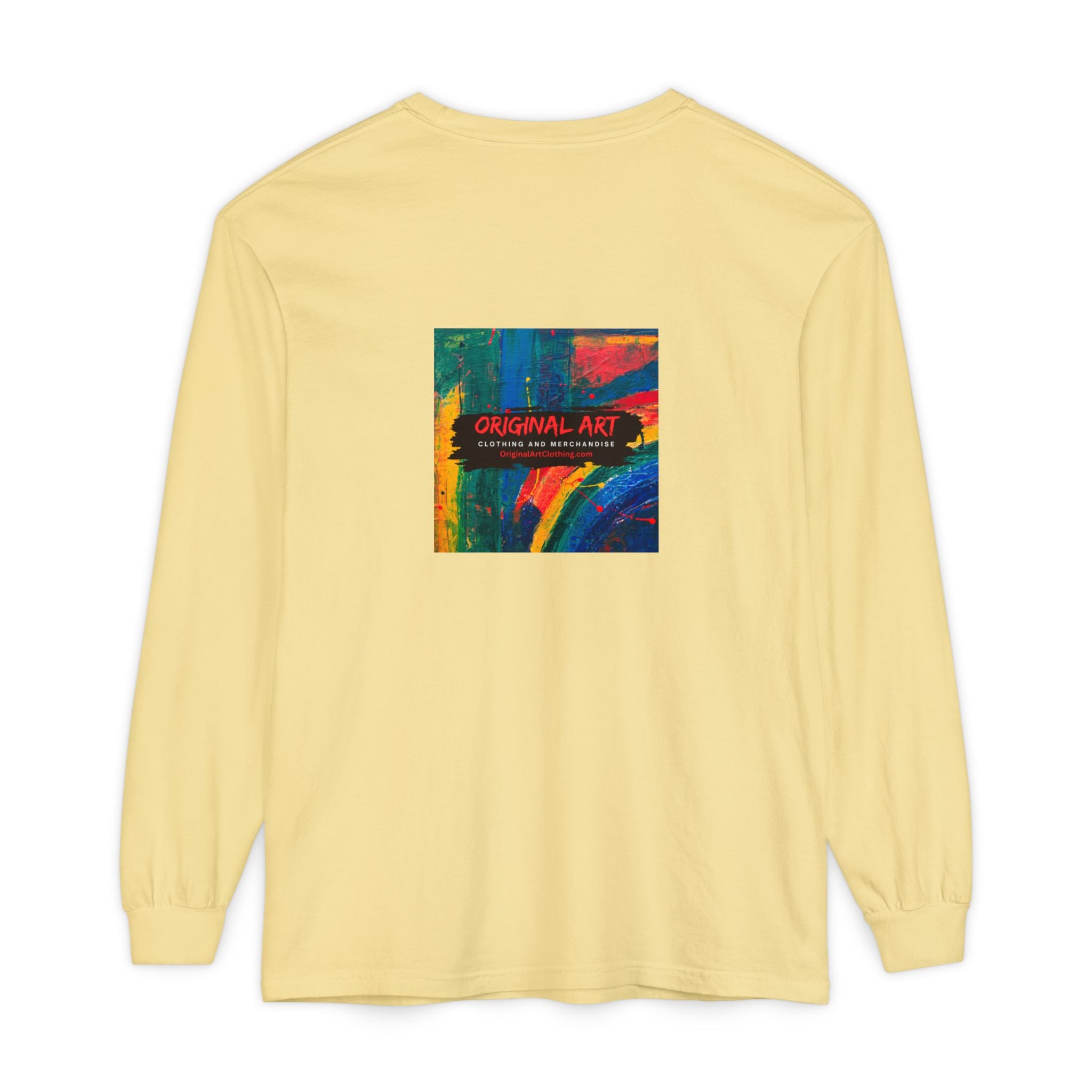 Teacher Long Sleeve T‑Shirt — “I teach. I help small humans become big thinkers.” with Colorful Original Art on Back