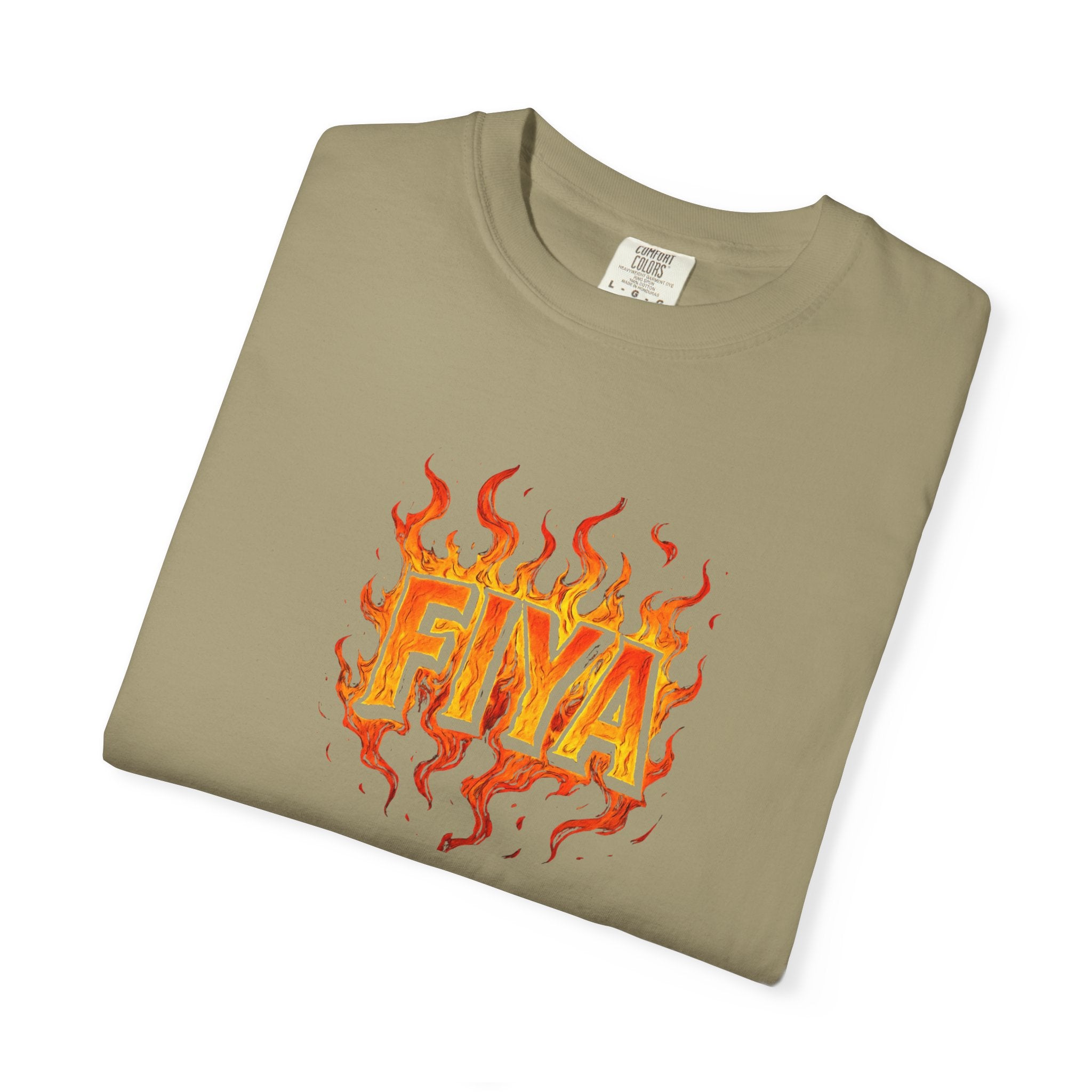FIYA Flame Graphic T‑Shirt — Retro Fire Lettering Tee (Original Art)