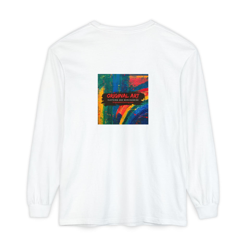 Teacher Long Sleeve T‑Shirt — “I teach. I help small humans become big thinkers.” with Colorful Original Art on Back